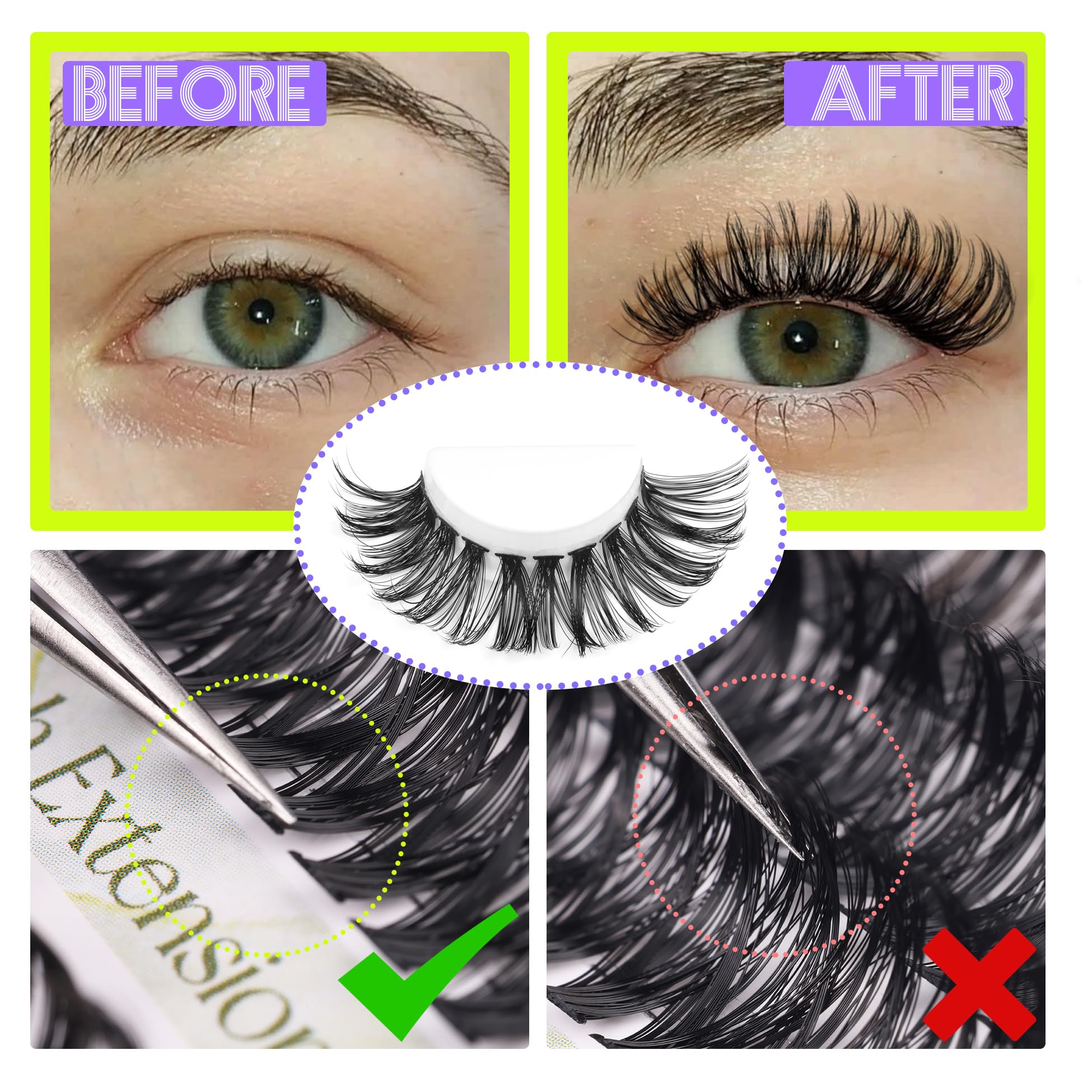Alice Lash Clusters Diy Lash Extensions 240Pcs 14-20Mm Individual Lashes Cluster Lashes Natural 40D D Curl Eyelash Extensions Fa