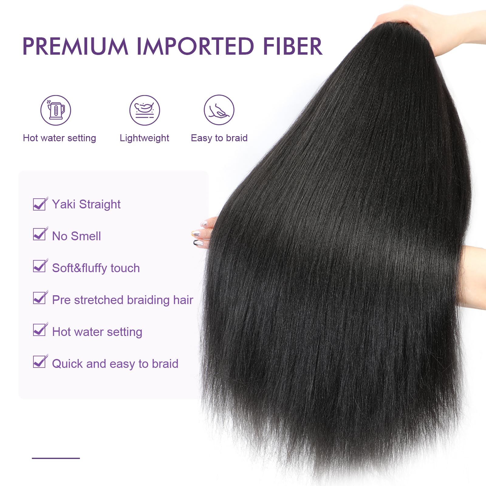 Rosdina Pre-Stretched Braiding Hair - 30 Inch 8 Packs Dark Brown Super Long Braiding Hair For Twist Or Box Braids, Yaki Texture