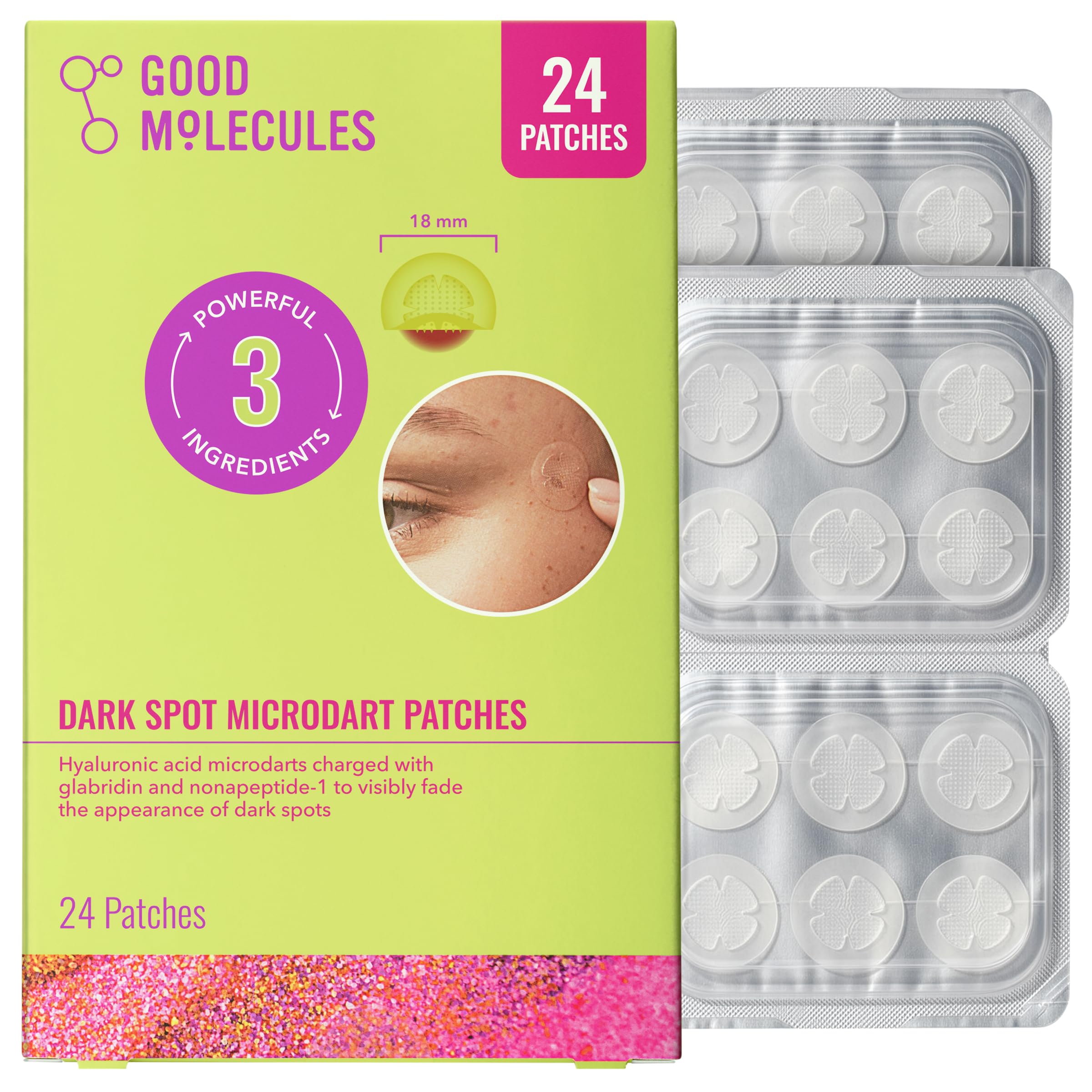 Good Molecules Dark Spot Microdart Patches for Face, Targeted Treatment with Glabridin & Nonapeptide1, Hyaluronic Acid & Ectoin