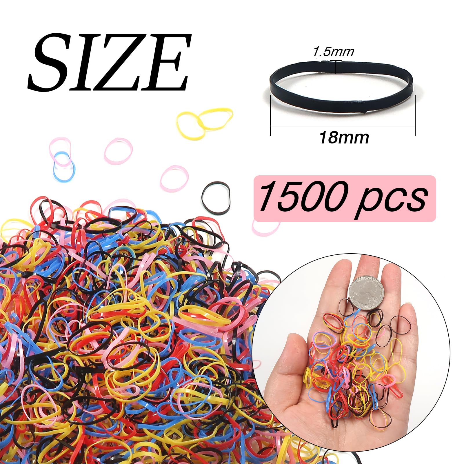Tuuxi Colorful Elastic Hair Bands 1500 Pcs Mini Hair Rubber Bands Small Elastics Hair Ties No Damaged Hair Accessories For Women