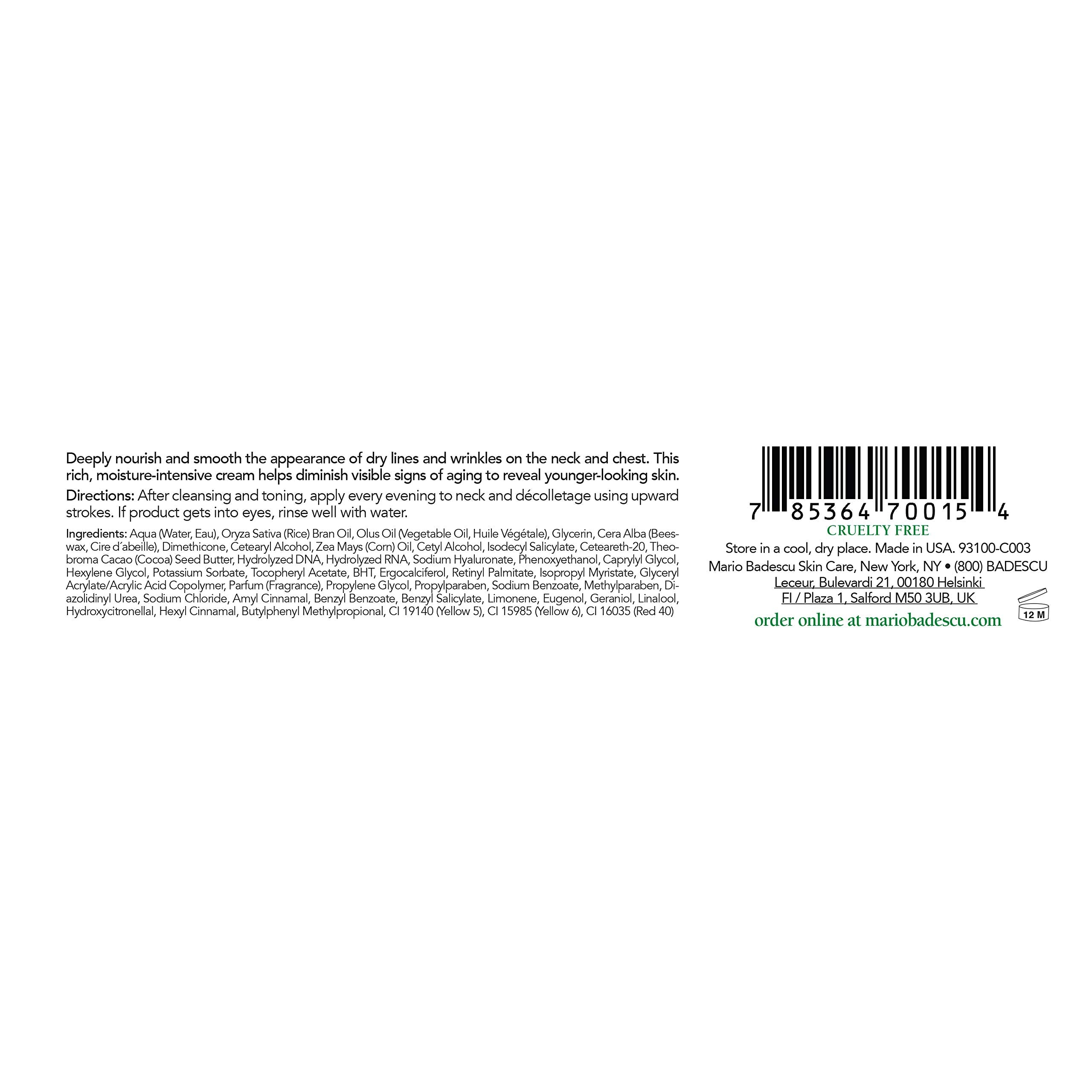 Mario Badescu Vitamin A-D-E Neck Cream For All Skin Types Neck Cream That Firms And Hydrates Formulated With Rice Bran Oil & Vit