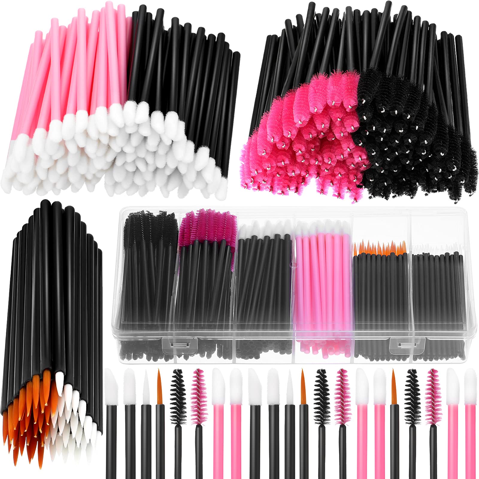 263 Pieces Makeup Applicators Tools Kit, Include 50 Disposable Eyeliner Brushes 112 Mascara Wands Eyelash Brush 100 Lipstick App