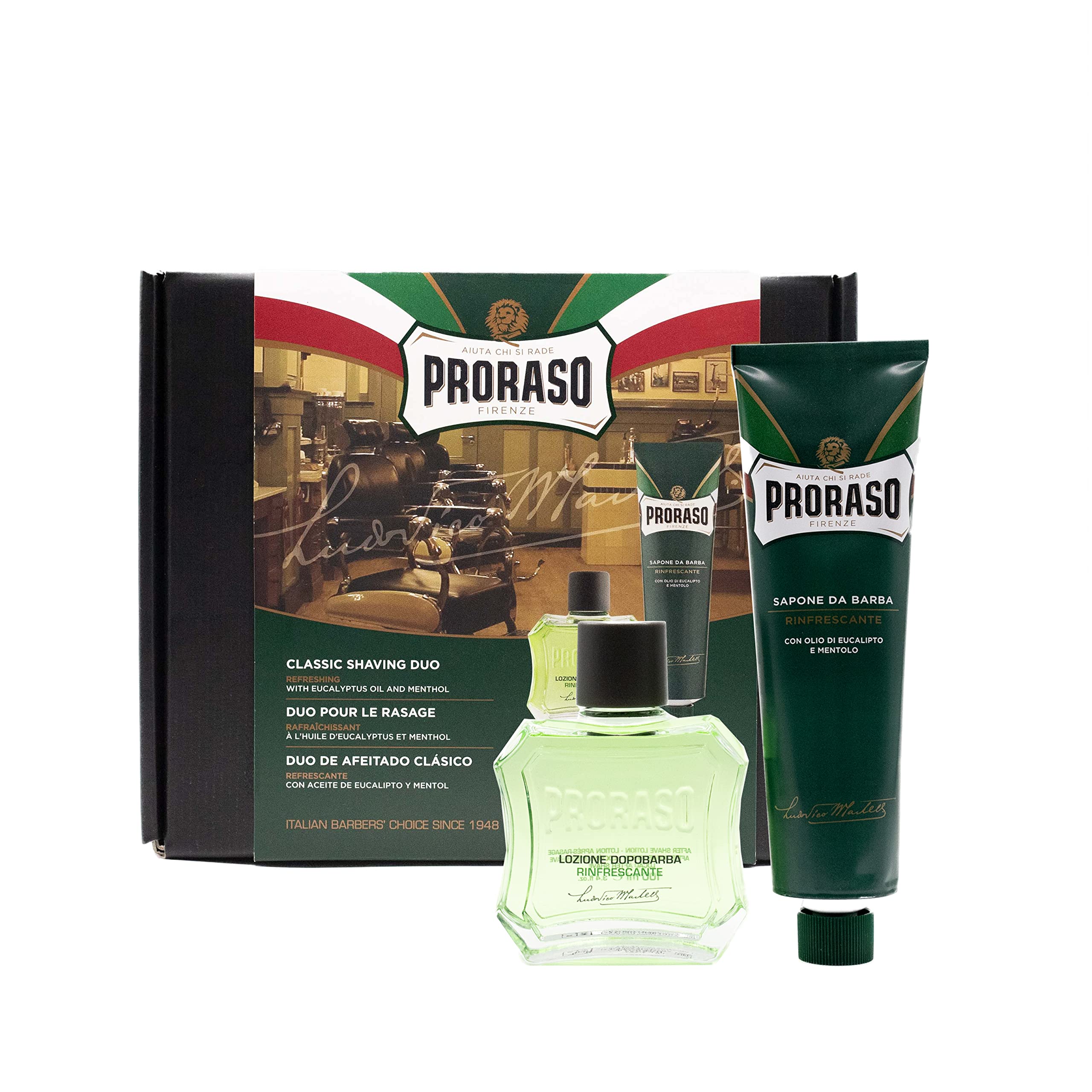 Proraso Classic Shaving Kit for Men, Gift Box with Shaving Cream & After Shave Lotion in Original Refresh Formula for All Skin T