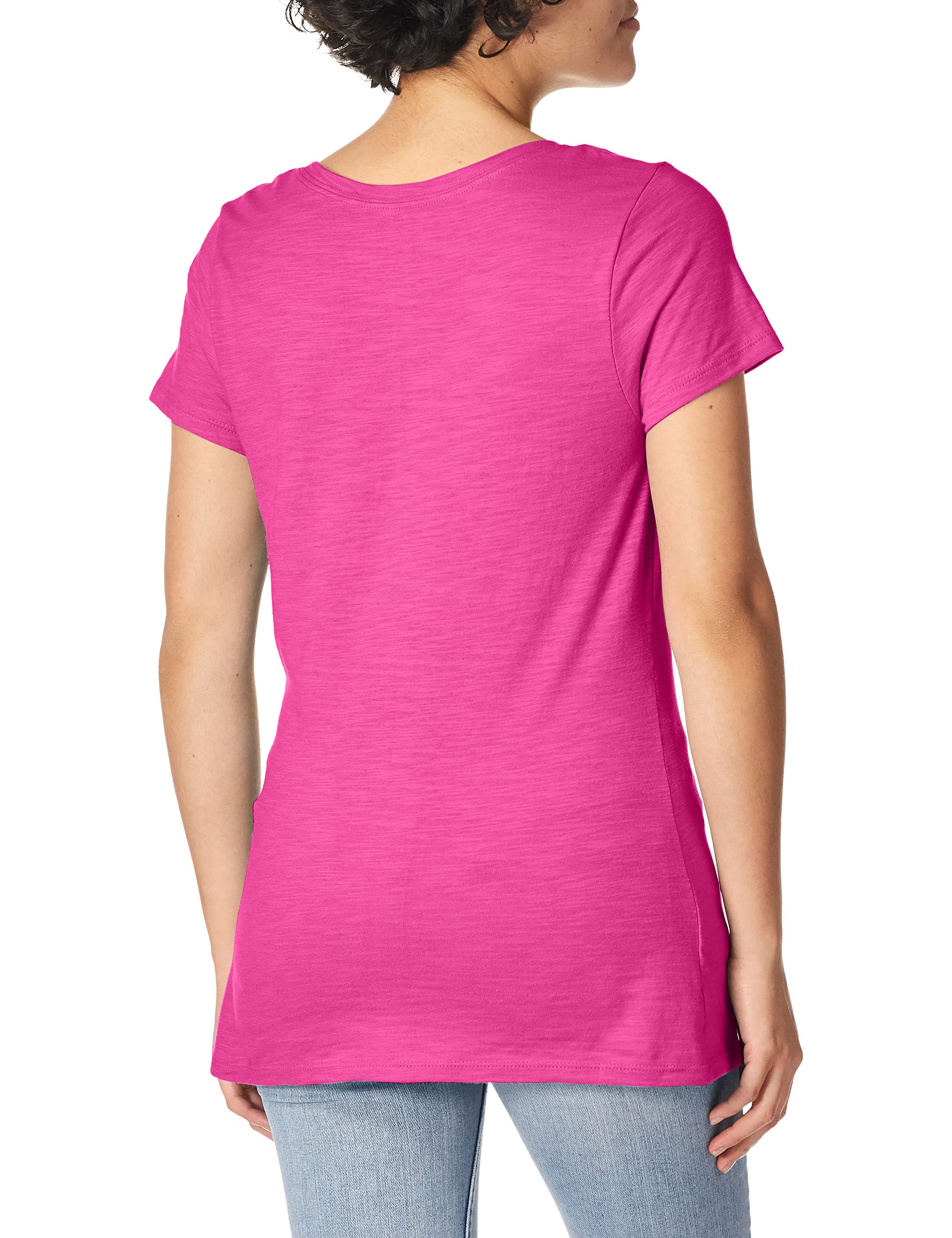 Hanes Womens Shirred V-Neck T-Shirt, Amaranth, X-Large
