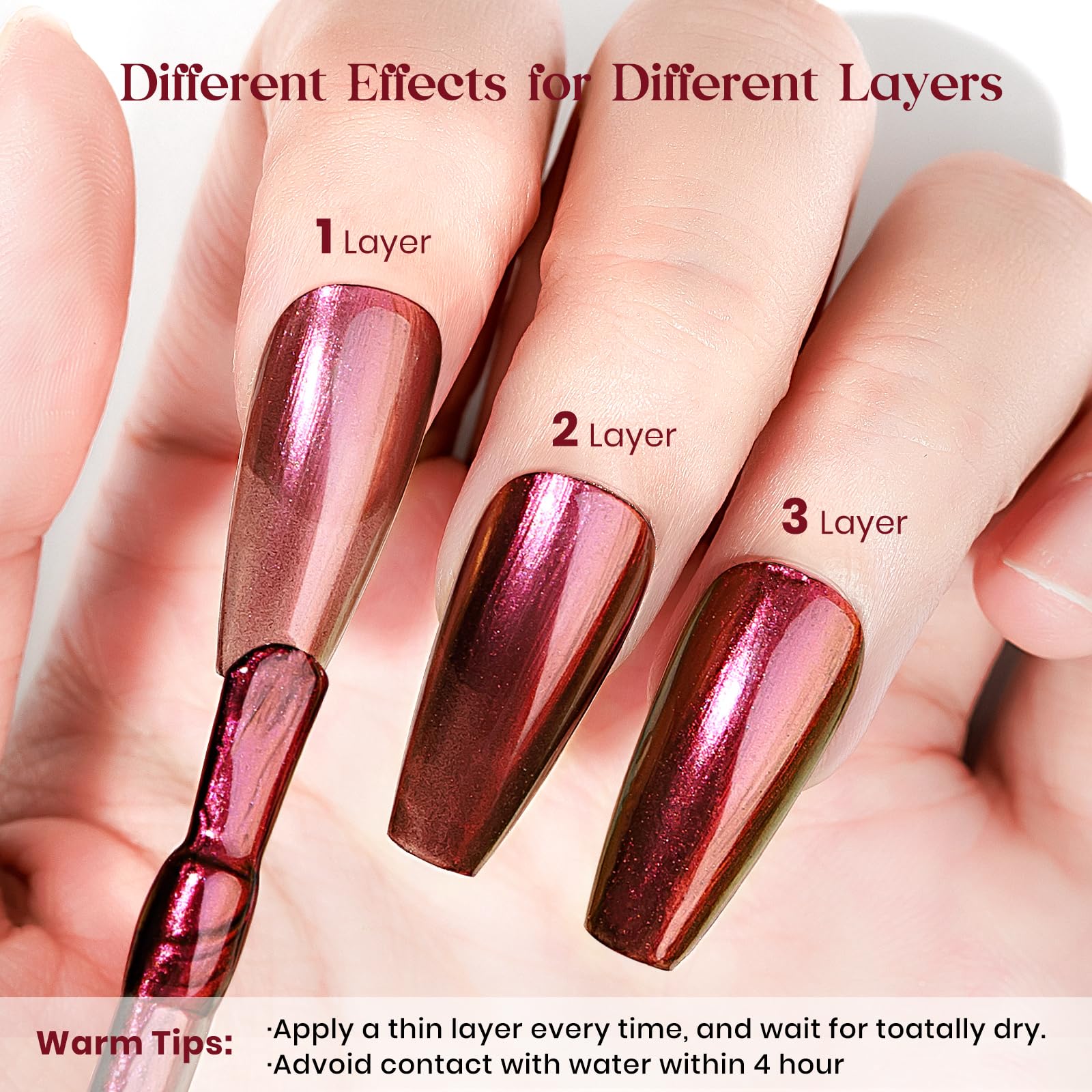 Mizhse Chameleon Nail Polish, Red Nail Polish Air Dry Fast, 15Ml/0.5 Fl Oz High Glossy Shiny Nail Pigment Holographic Nail Polis