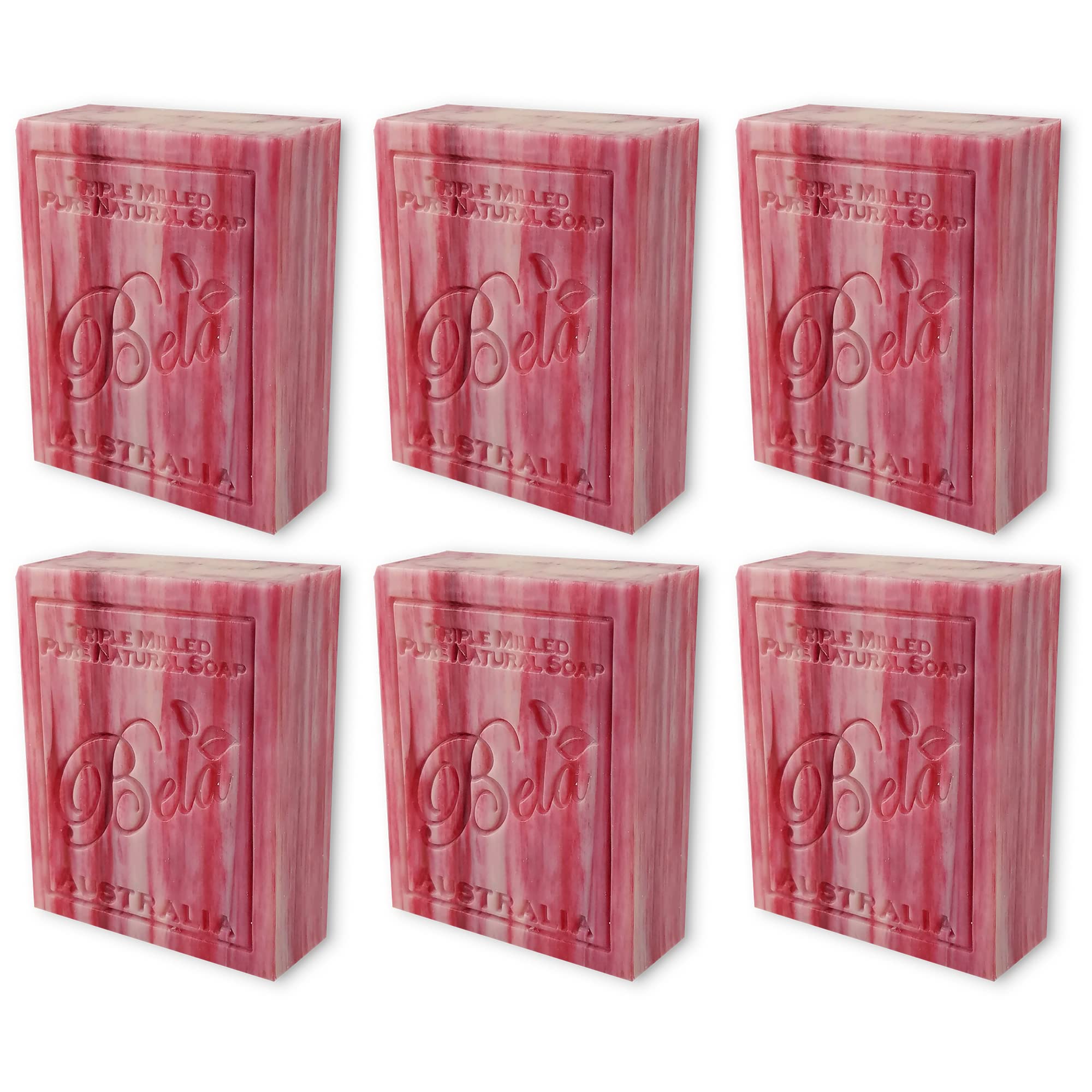 Bela Bath & Beauty, Pomegranate, Triple Milled Moisturizing Soap Bars, No Harsh Ingredients, 3.3 Oz Each - 6 Pack