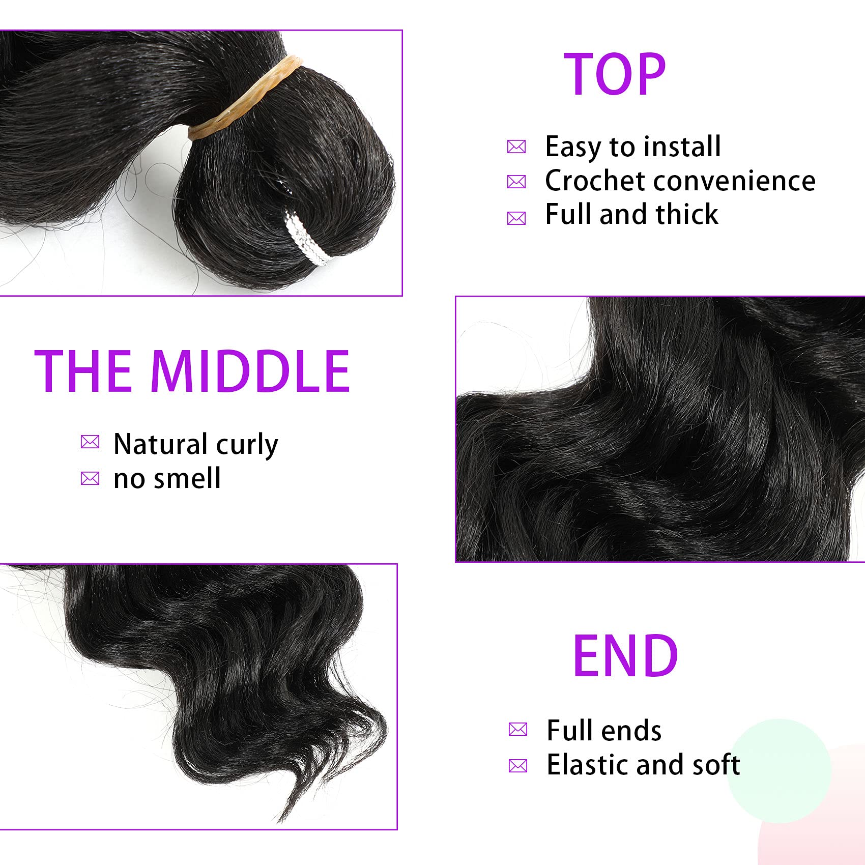 Ameli Ocean Wave Crochet Hair Natural Black Deep Wave Crochet Hair For Black Women Synthetic Curl Braiding Hair Extensions 8 Pac