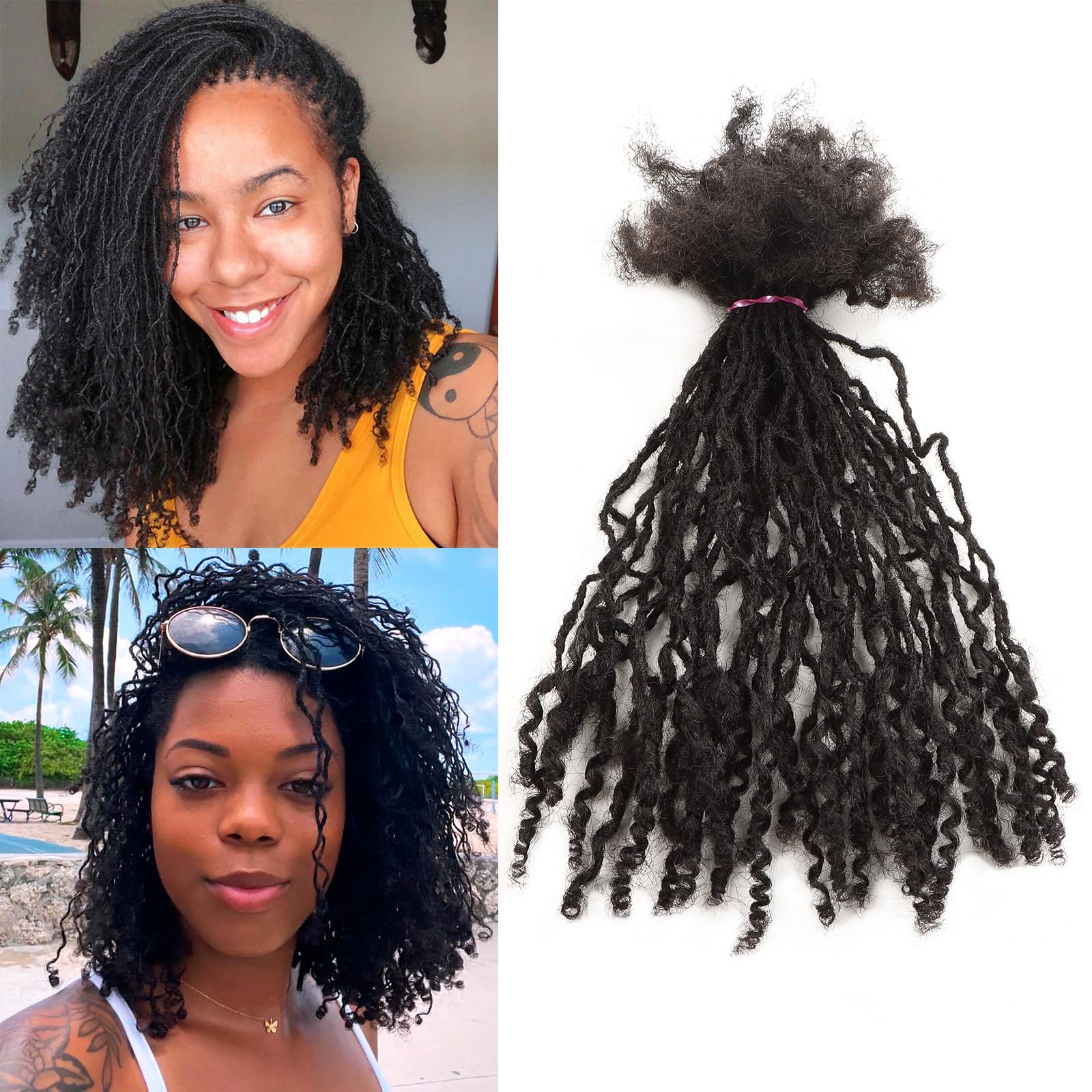 Interlocks Sister Locs Extensions Human Hair Curly End(12in 0.2cm 40Strand)