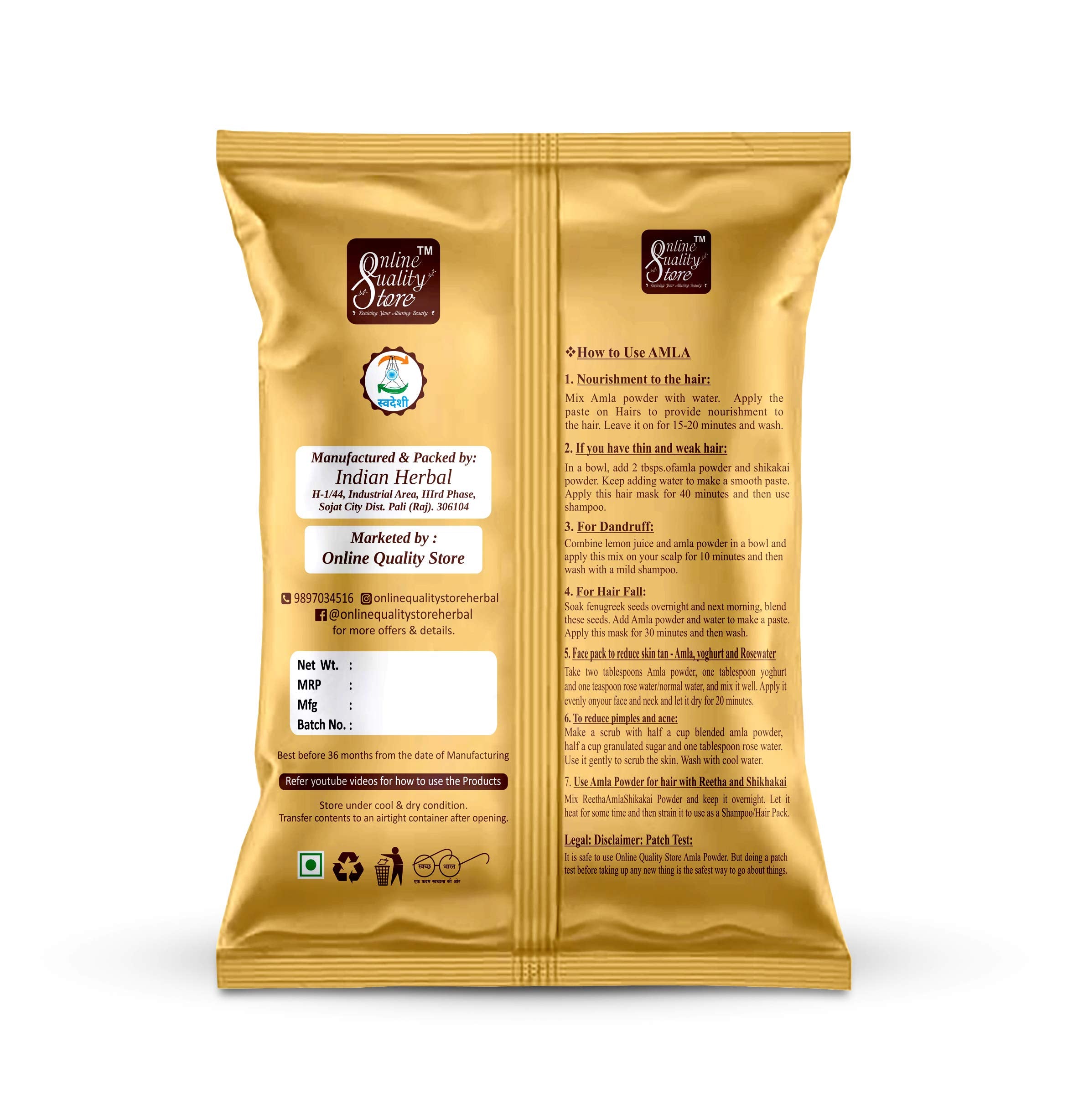 Online Quality Store Amla Reetha Shikakai, Bhringraj and Hibiscus Powder for Hair, 200g