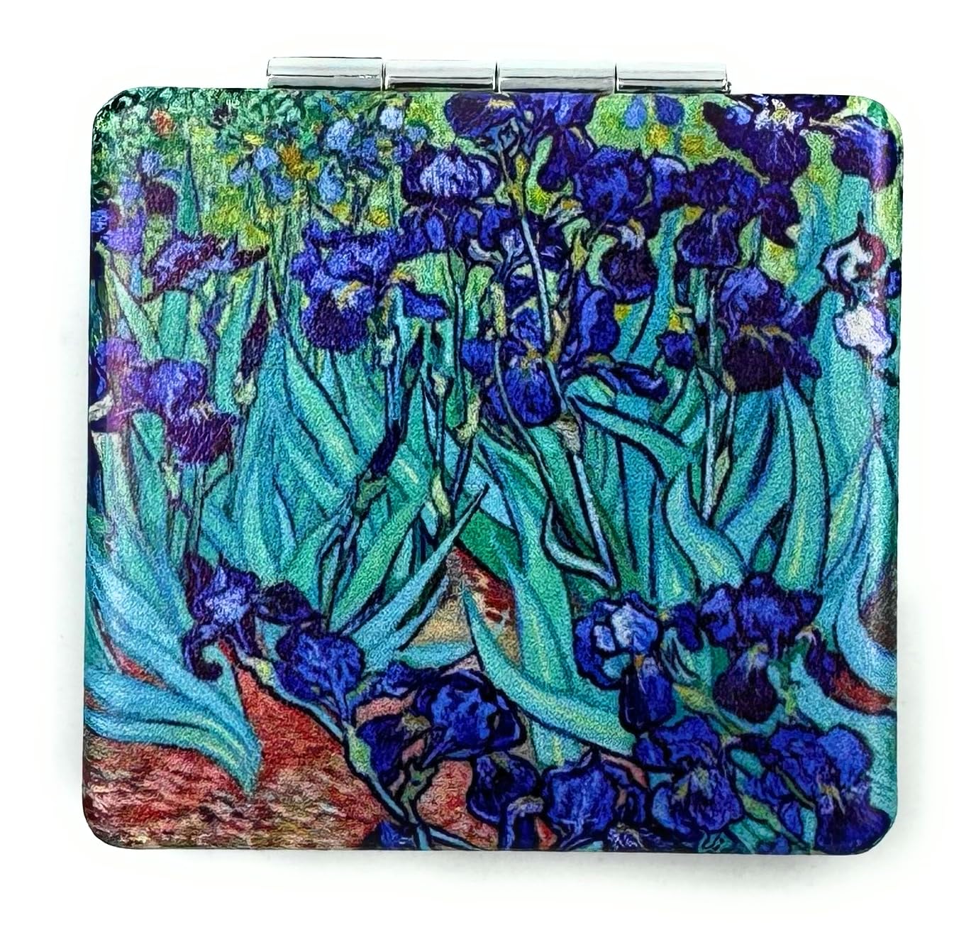 Aeisage Compact Mirror Square Irises Van Gogh Pocket Mirror For Women Small Travel Mirror Magnifying Floral Purse Mirror Compact