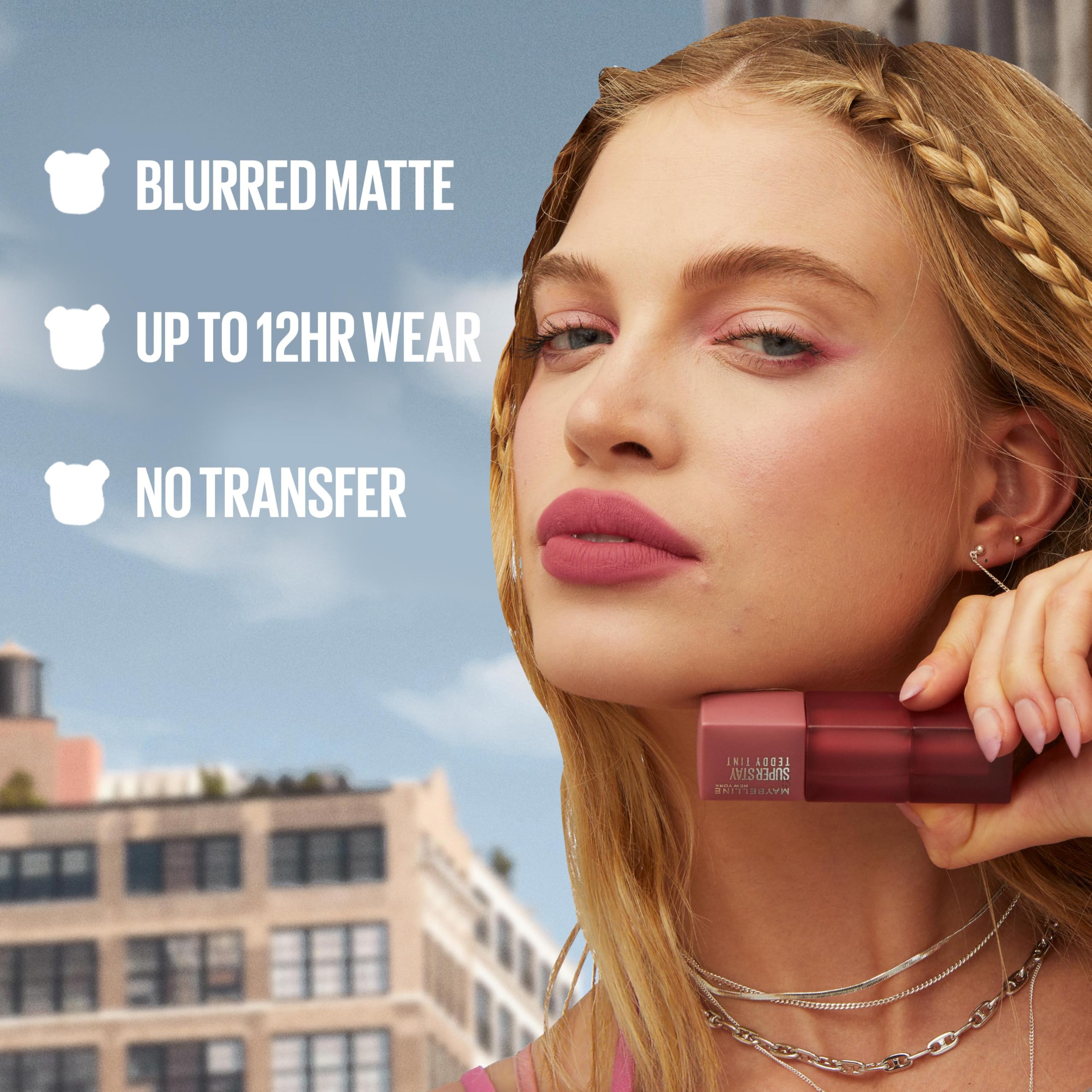 MAYBELLINE Super Stay Teddy Lip Tint, Long Lasting Matte Lipstick For Up To 12HR Wear, Pinky Promise, 1 Count
