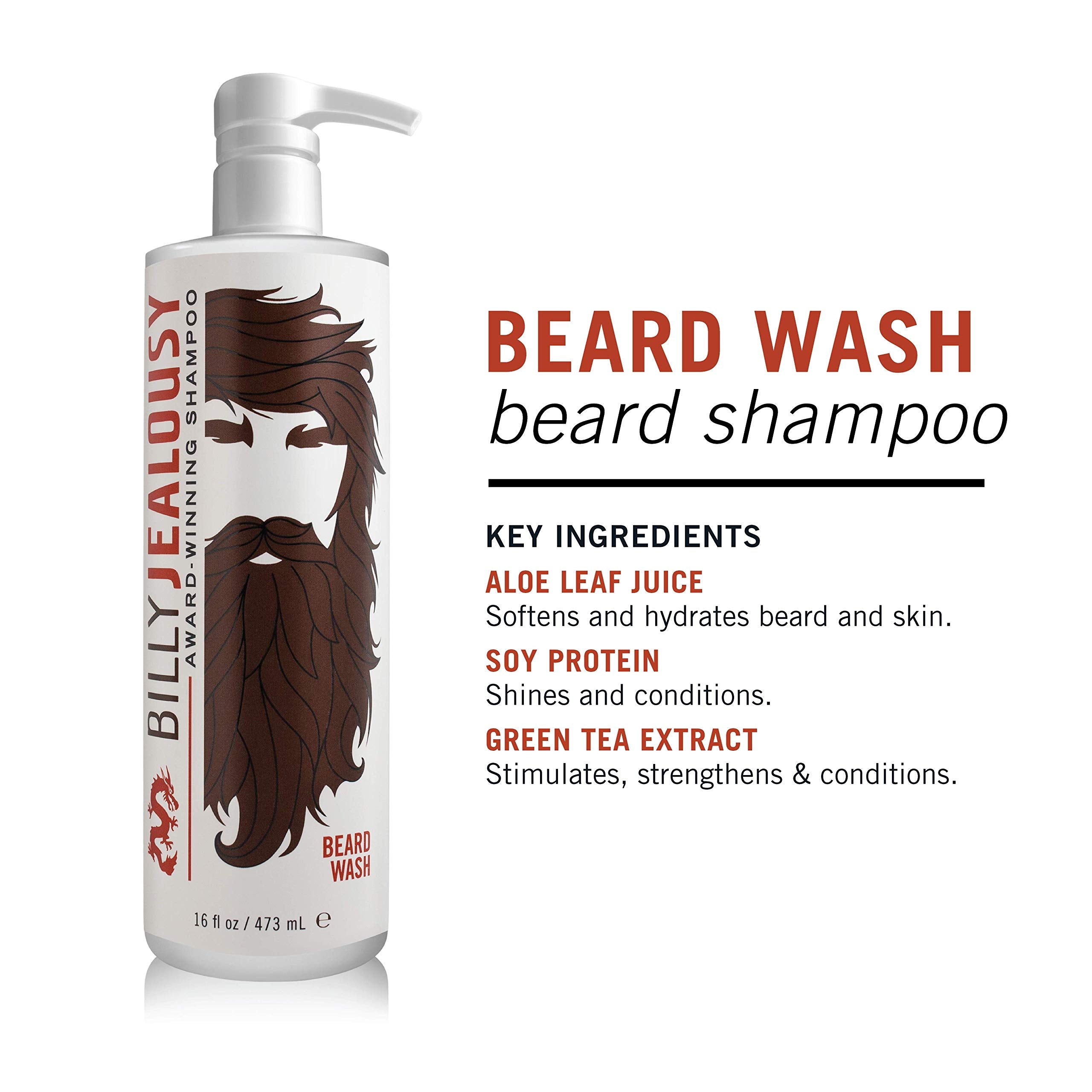Billy Jealousy Beard Wash Hydrating Mens Beard Shampoo, 16 Fl. Oz.