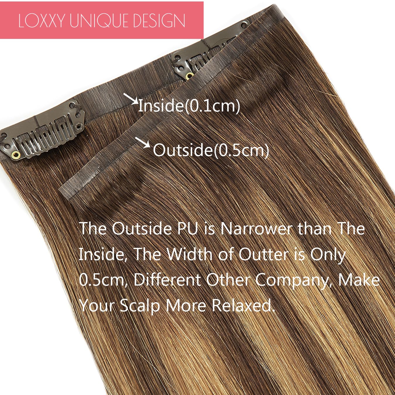 Seamless Clip In Remy Hair Extensions Human Hair Invisible Pu Skin Weft Ombre Chocolate Brown To Caramel Blonde With Brown Roots