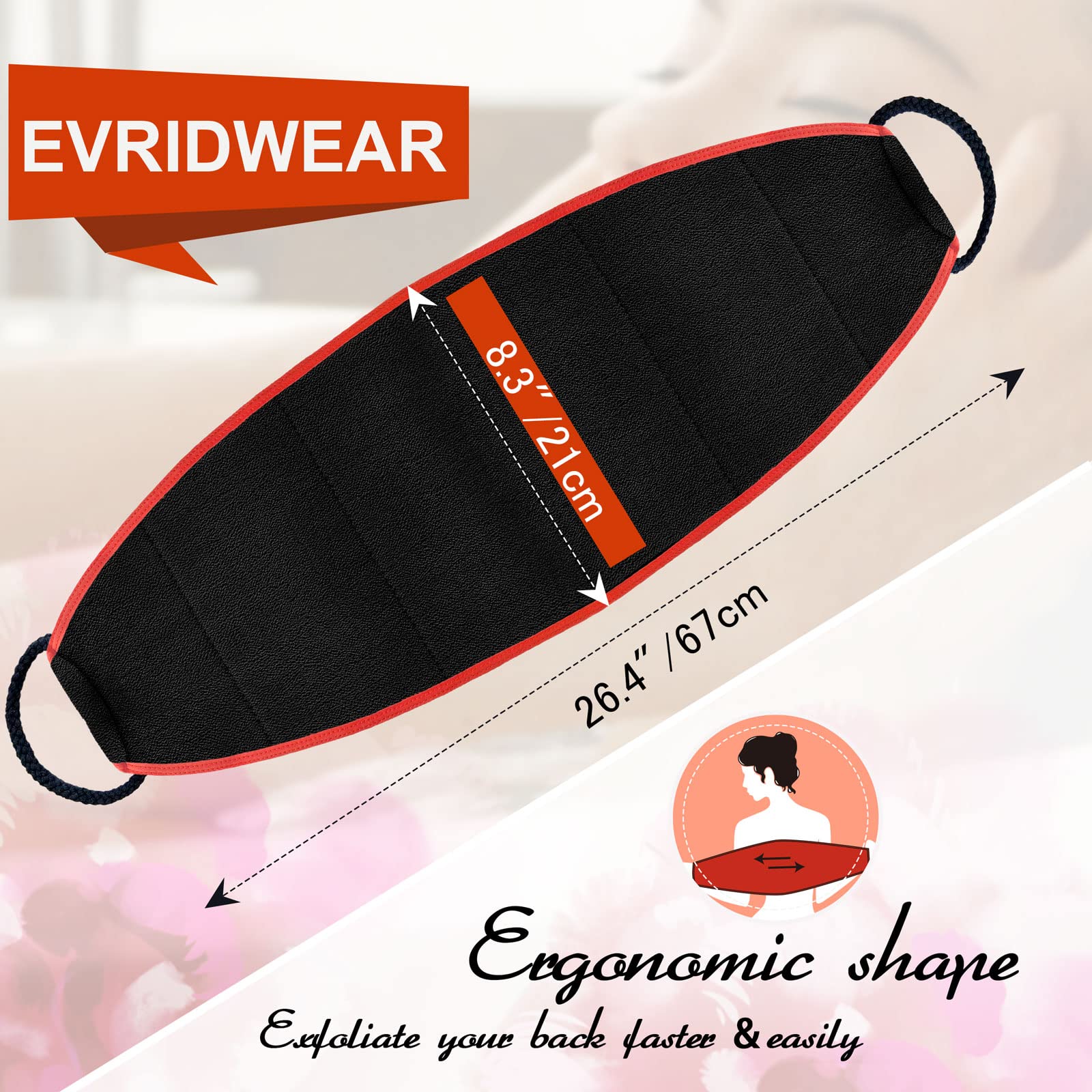 Evridwear Exfoliating Body Scrubber With Handles Back Washer Back Scrubber For Shower Bath Dry Skin Whole Body Deep Clean Men Wo