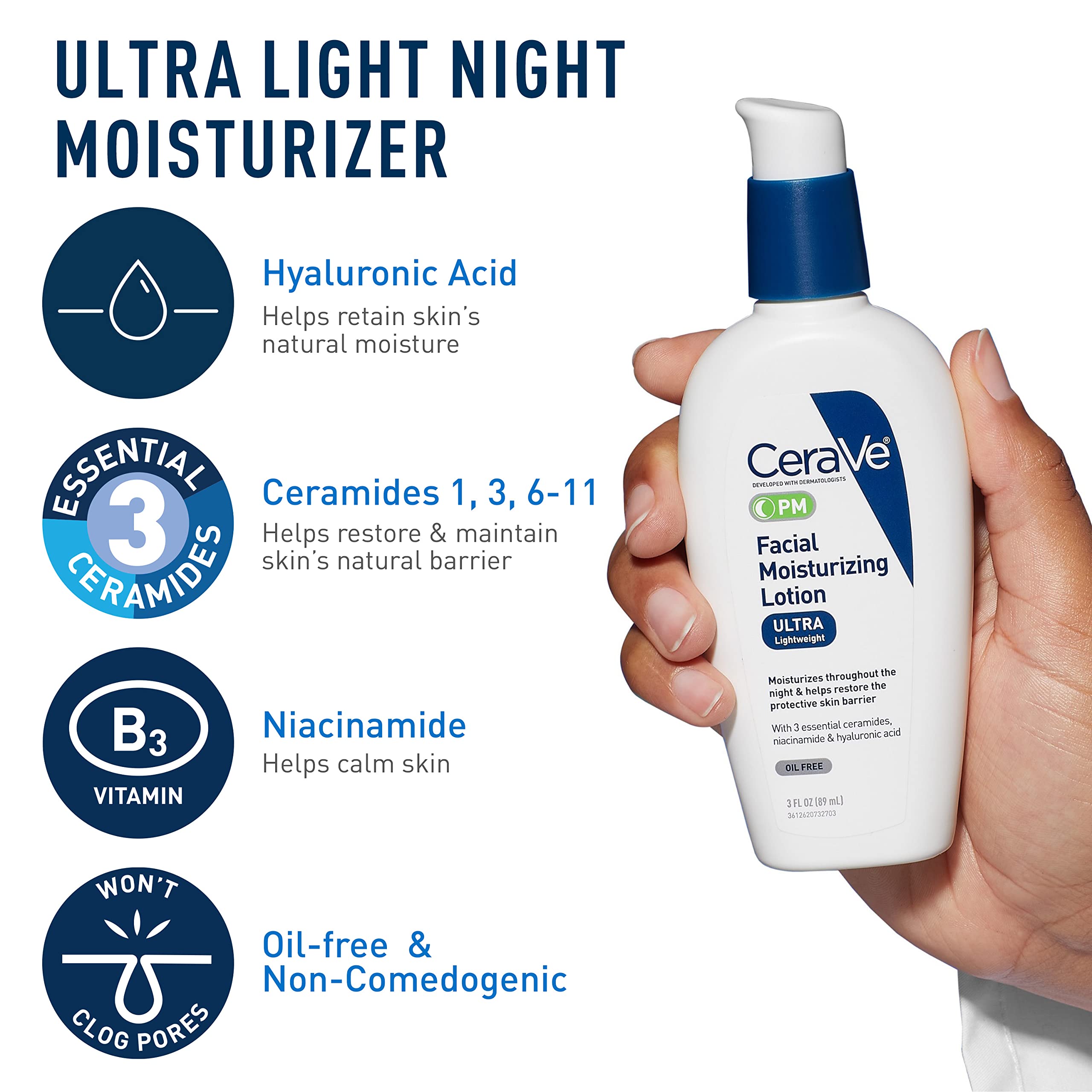Cerave Am Face Moisturizer With Spf, Pm Face Moisturizer & Hydrating Face Wash Skin Care Routine For Morning & Night | Travel Si
