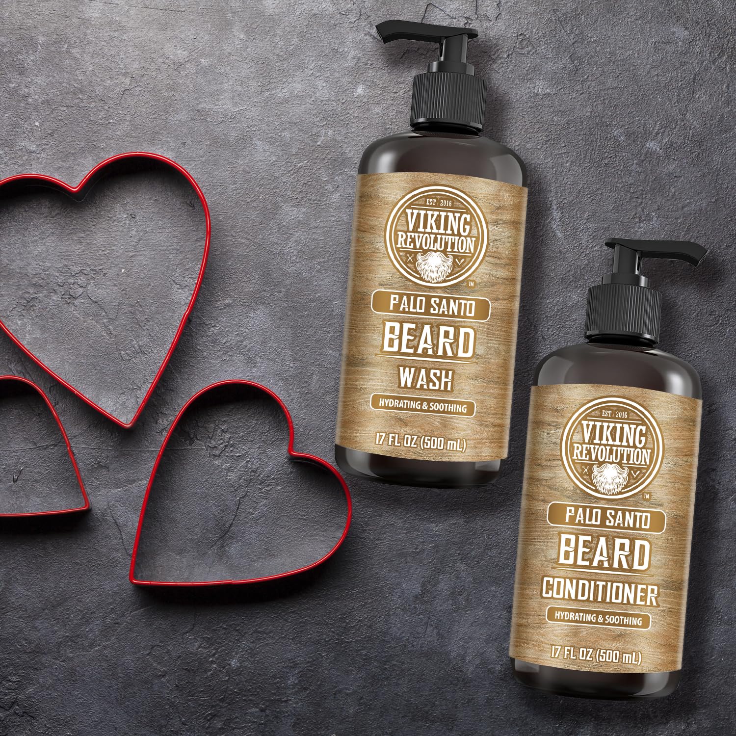 Viking Revolution Palo Santo Beard Wash And Beard Conditioner Set With Argan And Jojoba Oils - Softens And Strengthens - Natural