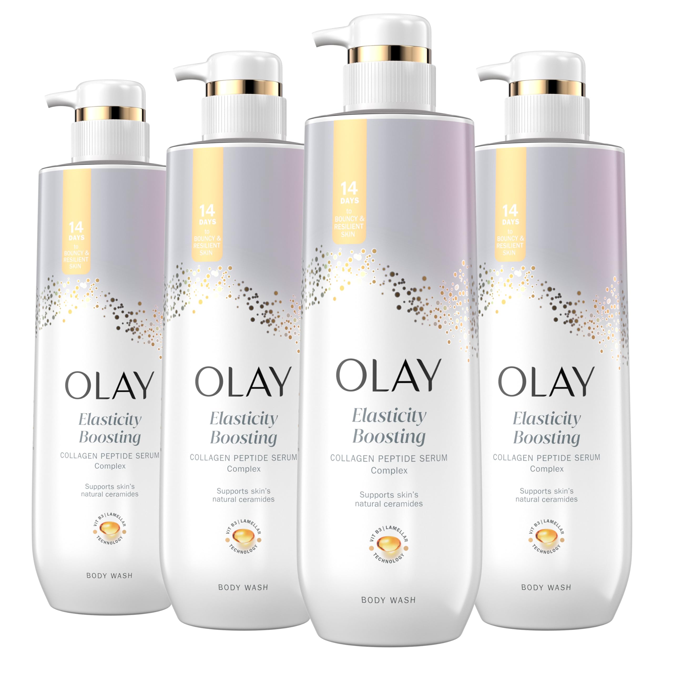 Olay Cleansing & Firming Body Wash for Women with Collagen and Vitamin B3, 20 fl oz (Pack of 4)