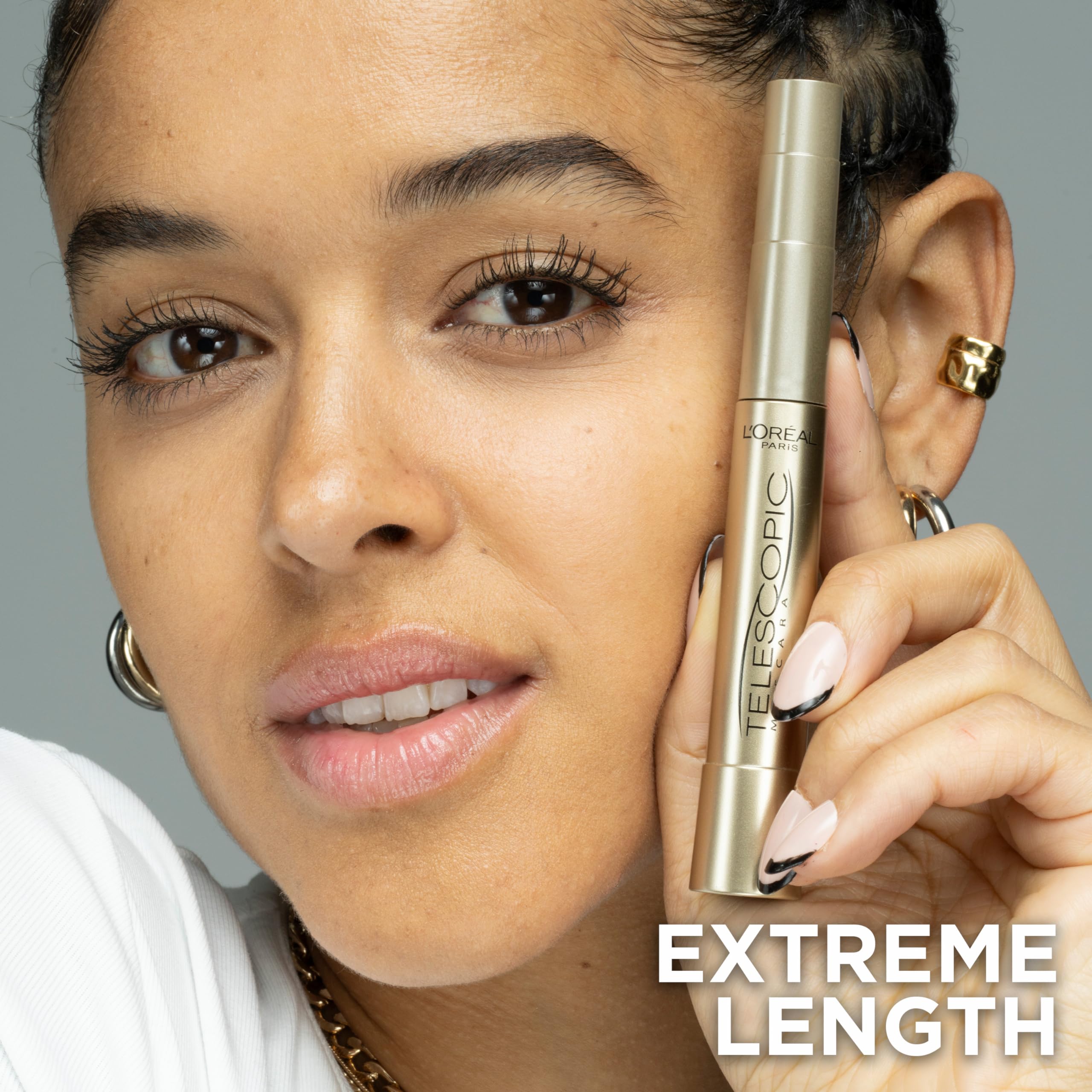 L'Oreal Paris Makeup Telescopic Original Lengthening, Lash Separating Mascara with Dual Precision Brush, Washable, Black Brown,