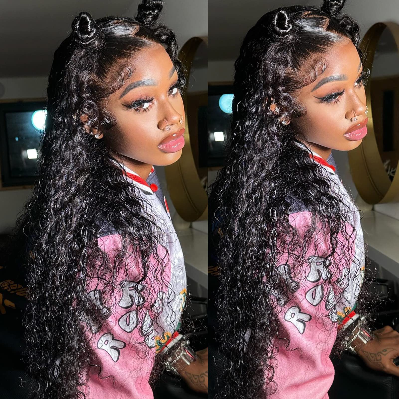 28 Inch Lace Front Wigs Human Hair Deep Wave 180% Density 13X4 Lace Frontal Curly Wigs Human Hair For Black Women Wet And Wavy H