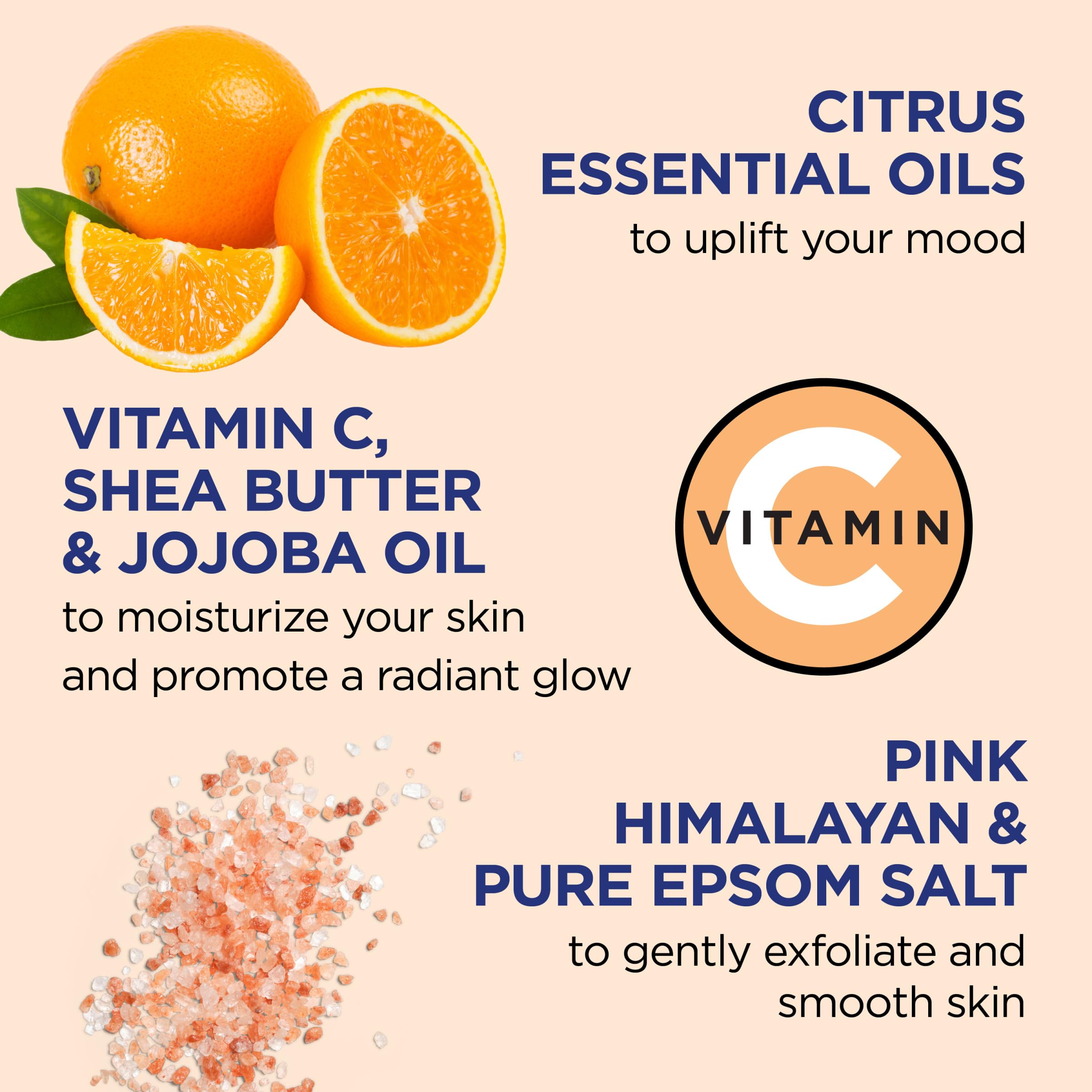 Dr Teal's Pink Himalayan Salt Body Scrub, Glow & Radiance with Pure Epsom Salt & Citrus Essential Oils 16 oz (Pack of 3) (Packag