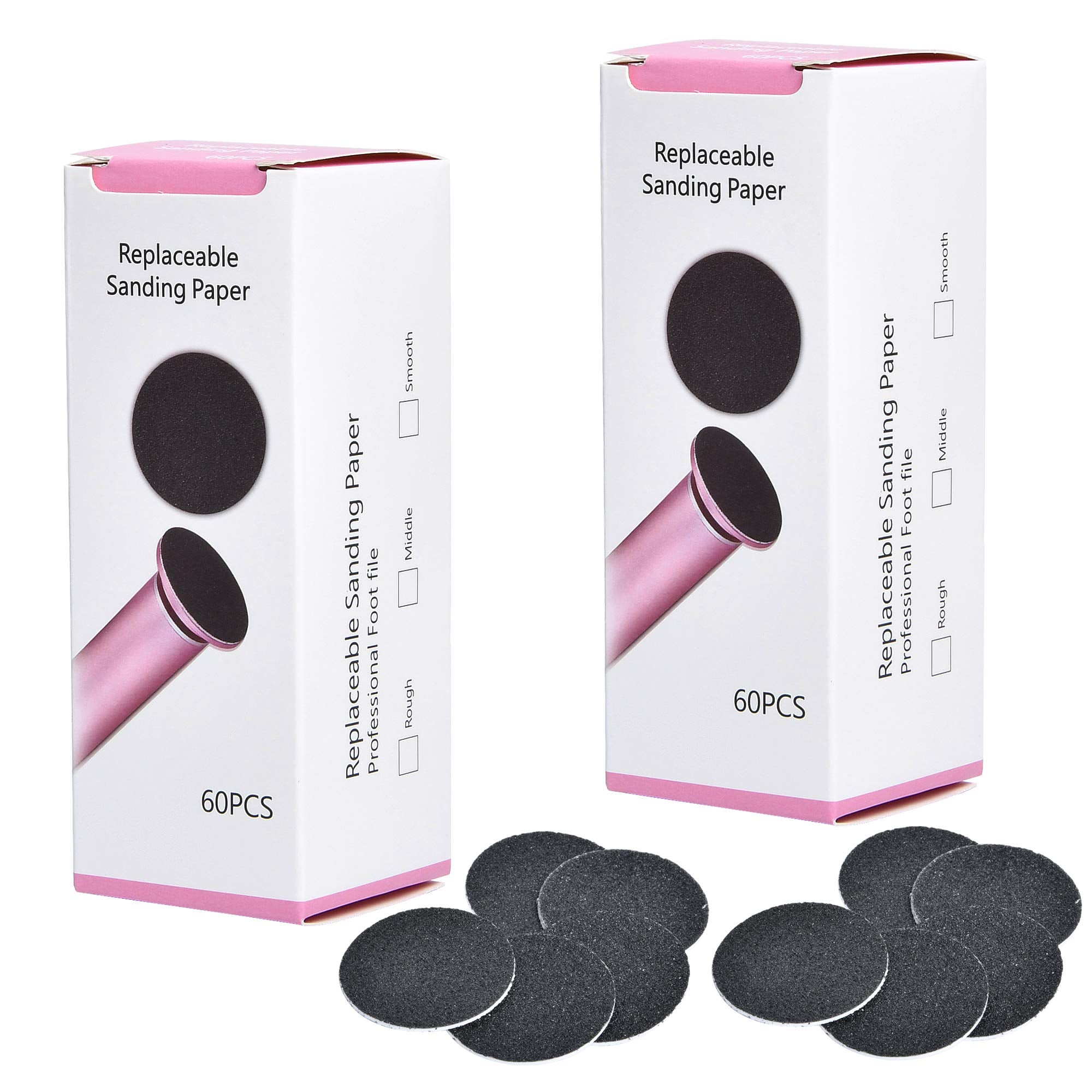 Akamino 120 Pieces Replacement Sandpaper Discs for Electric Foot File - Professional Callus Remover Tool Sandpaper Pad for Men W