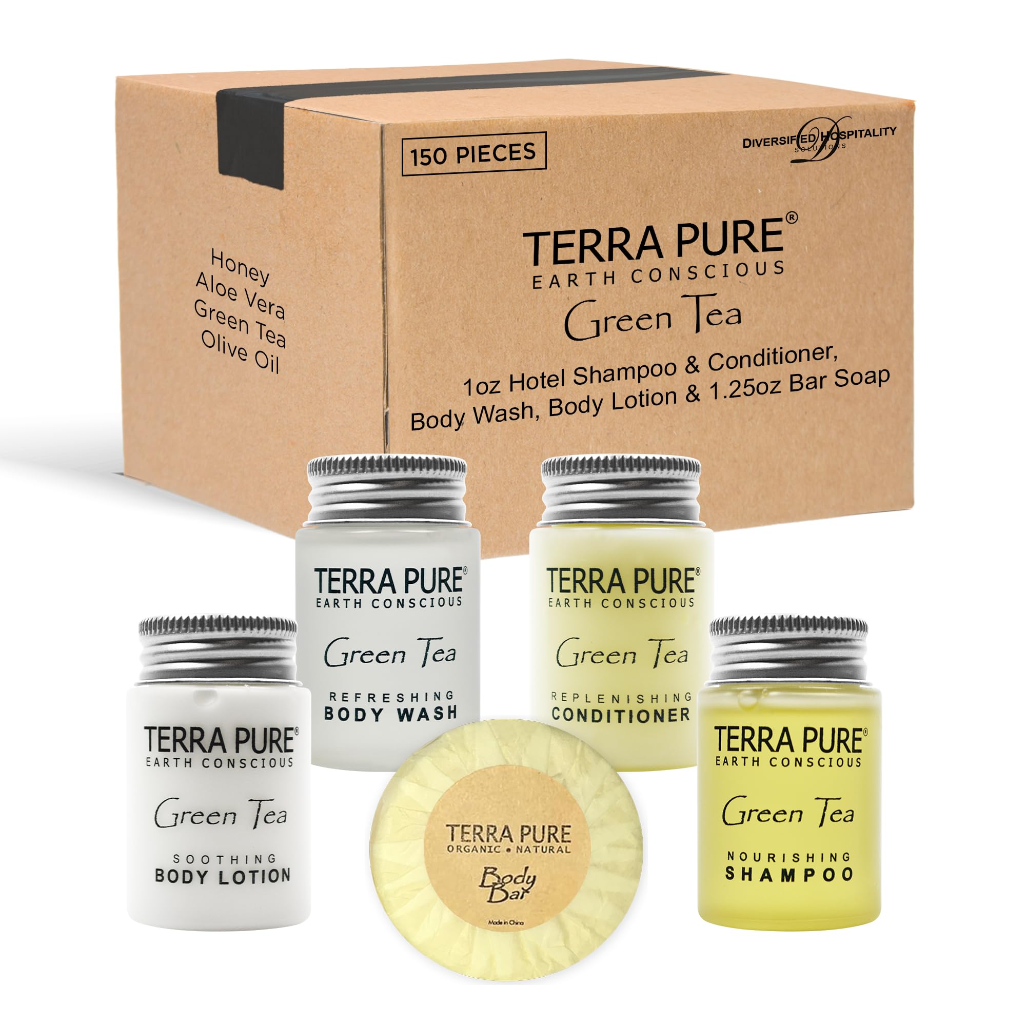 Terra Pure Hotel Soaps And Toiletries Bulk Set | 1-Shoppe All-In-Kit Amenities For Hotels | 1Oz Hotel Shampoo & Conditioner, Bod