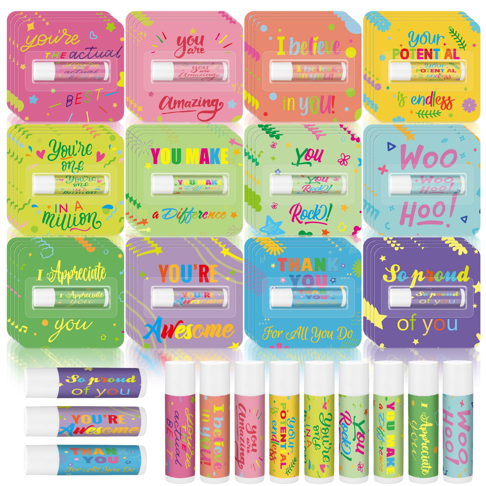 24 Pcs Teacher Appreciation Gifts in Bulk Lip Balms Graduation Teacher Employee Appreciation Gift Team Thank You Lip Balm Travel