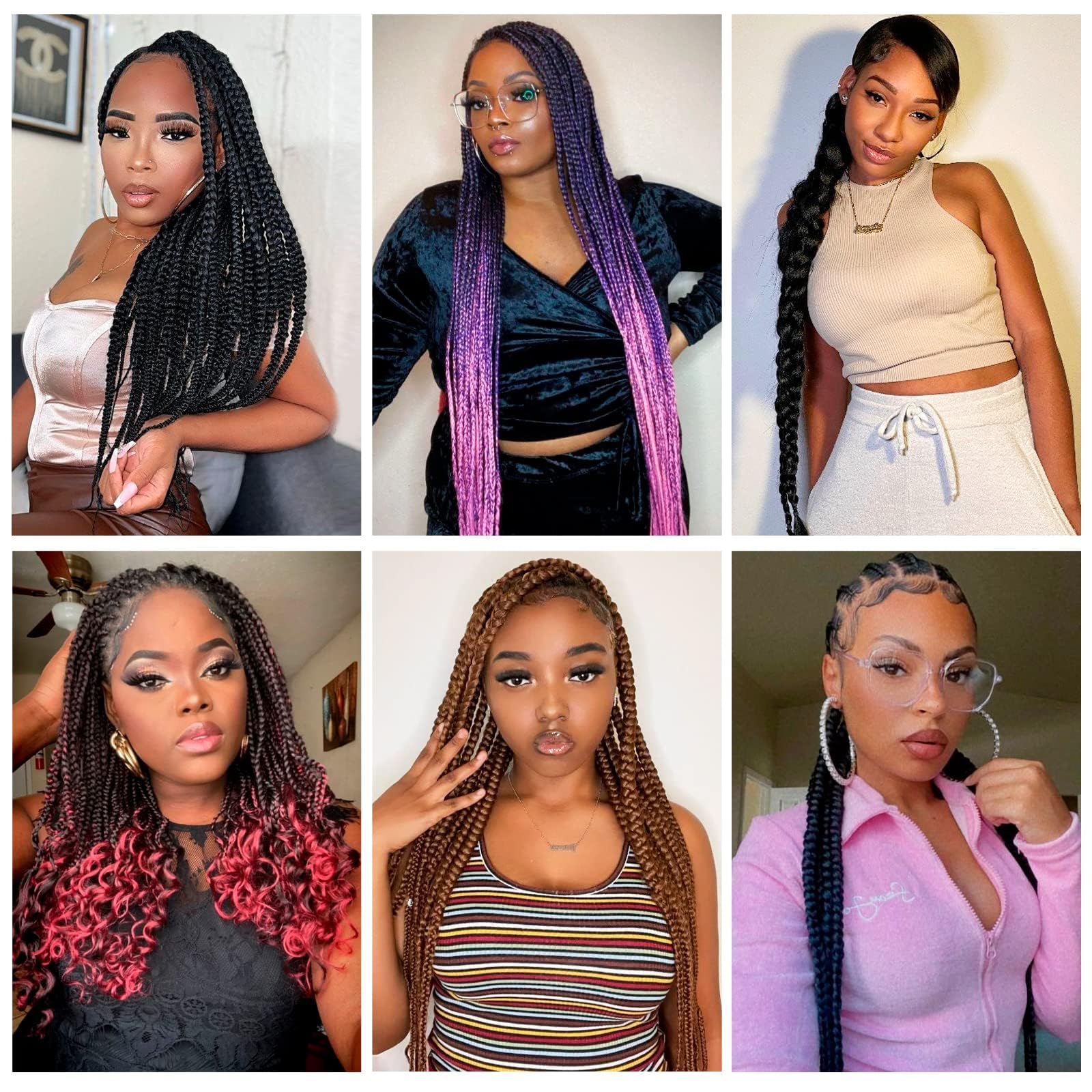 Difunee Pre-Stretched Braiding Hair - 16 Inch 6 Packs Natural Black Short Braiding Hair For Twist Or Box Braids, Yaki Texture Ho