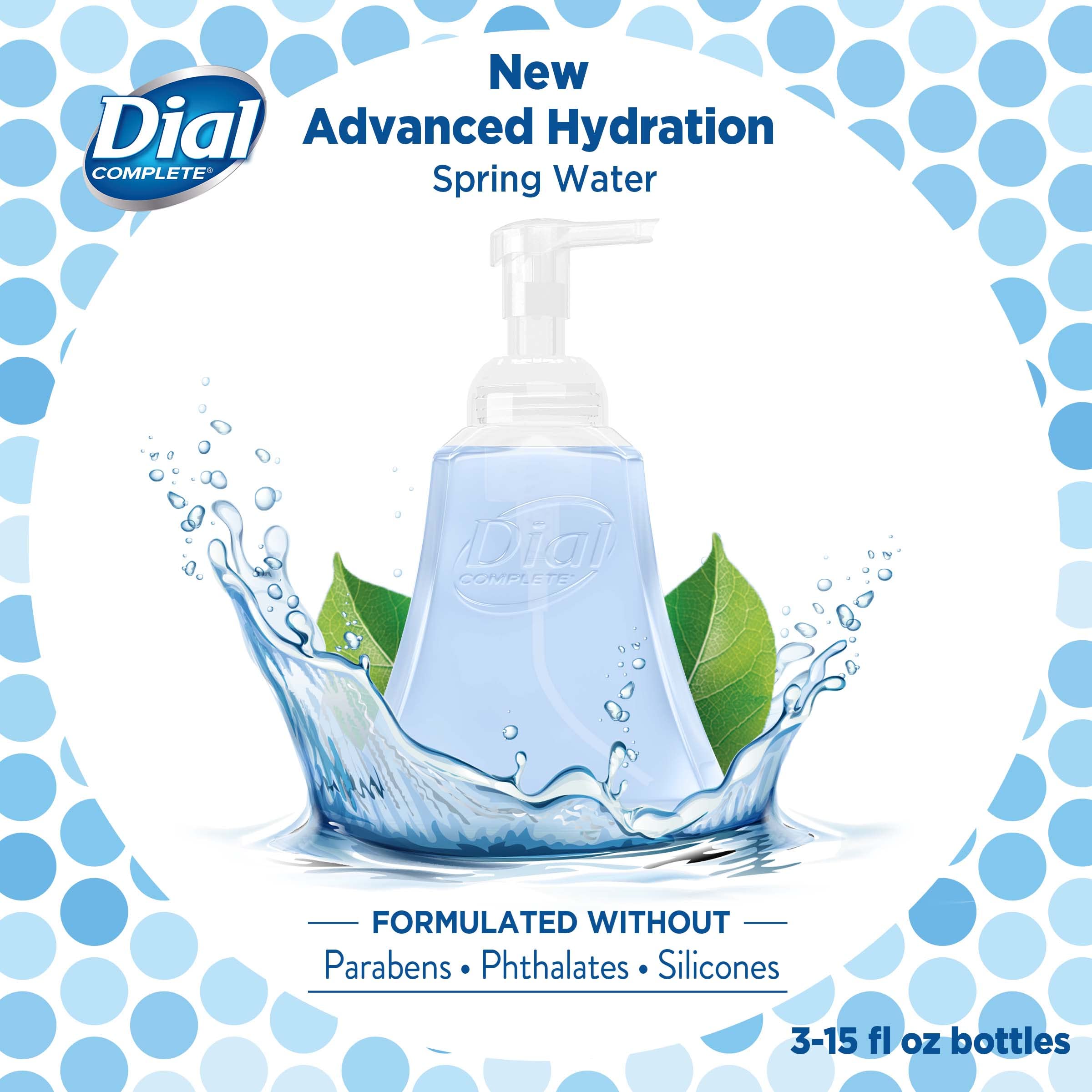 Dial Complete Anti-Bacterial Advanced Hydration Foaming Hand Wash, Spring Water, 45 fl oz (3-15 fl oz bottles)