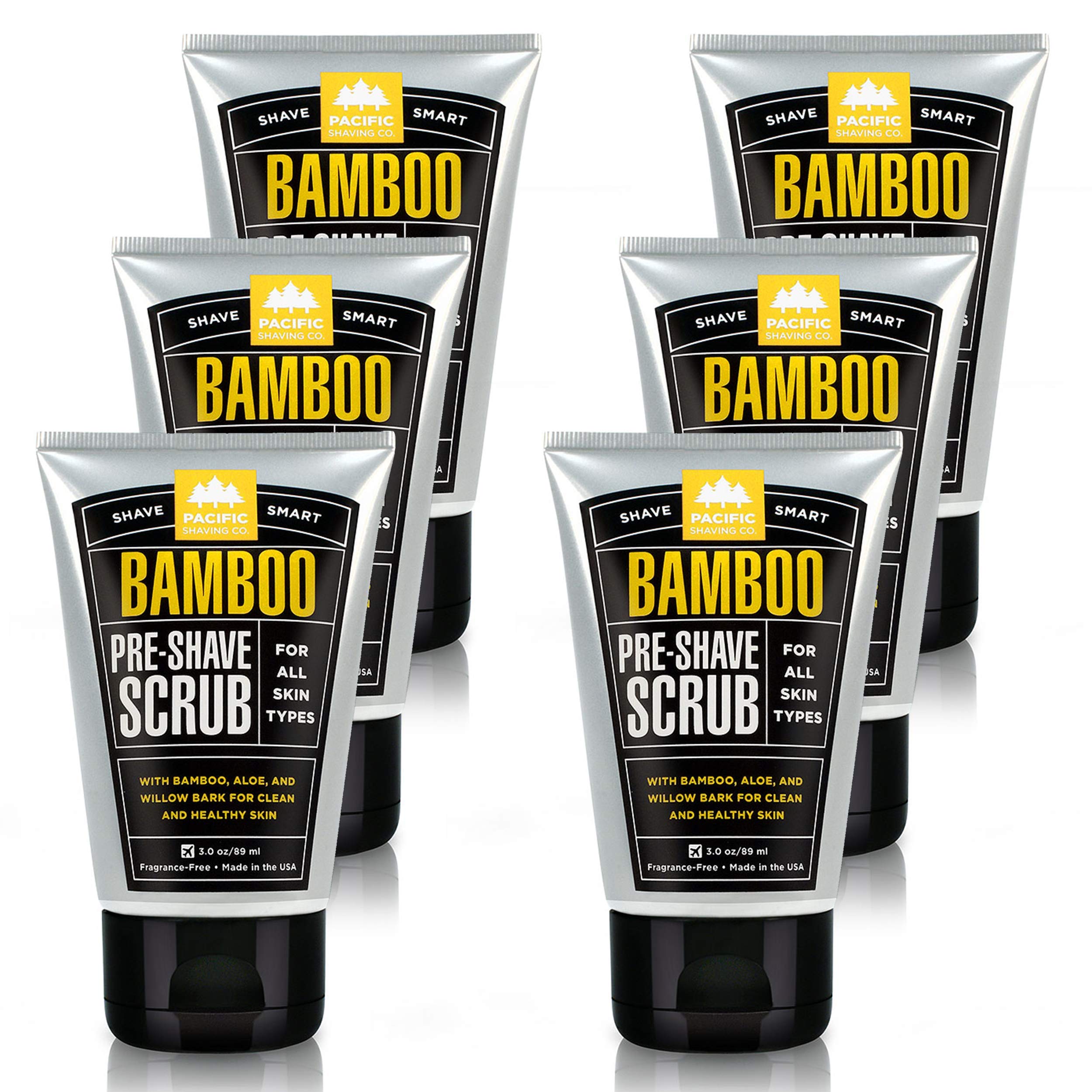 Pacific Shaving Company Bamboo Pre-Shave Scrub with Aloe & Willow Bark, Exfoliates, Soothes & Moisturizes Skin, Helps Control Bl