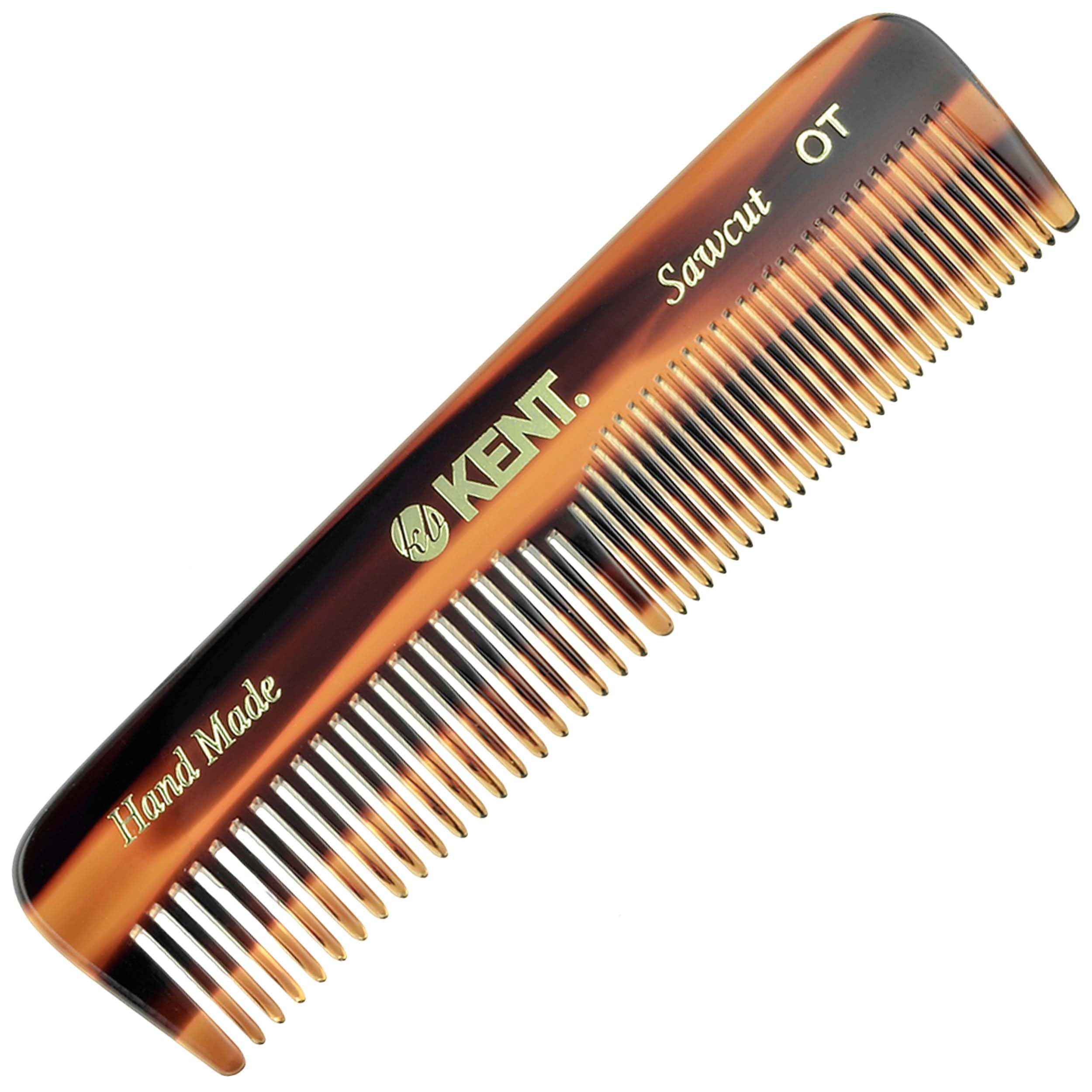 Kent OT Pocket Comb - 4.4'' Fine and Wide Tooth Handmade Hair Comb for Men, Travel, Beard, Mustache, Women and Kids - Saw Cut an