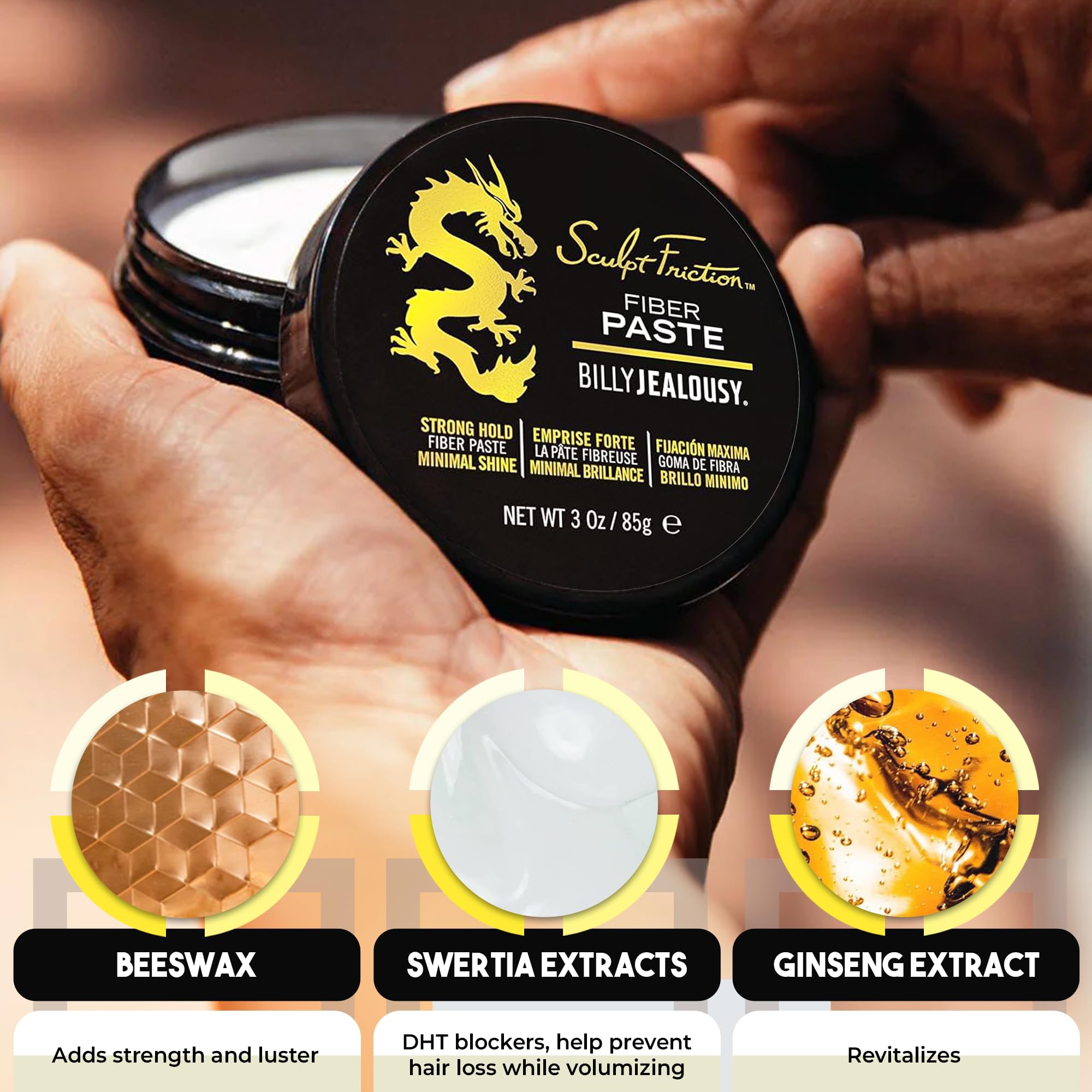 Billy Jealousy Sculpt Friction Fiber Paste For Men, 3 Ounce