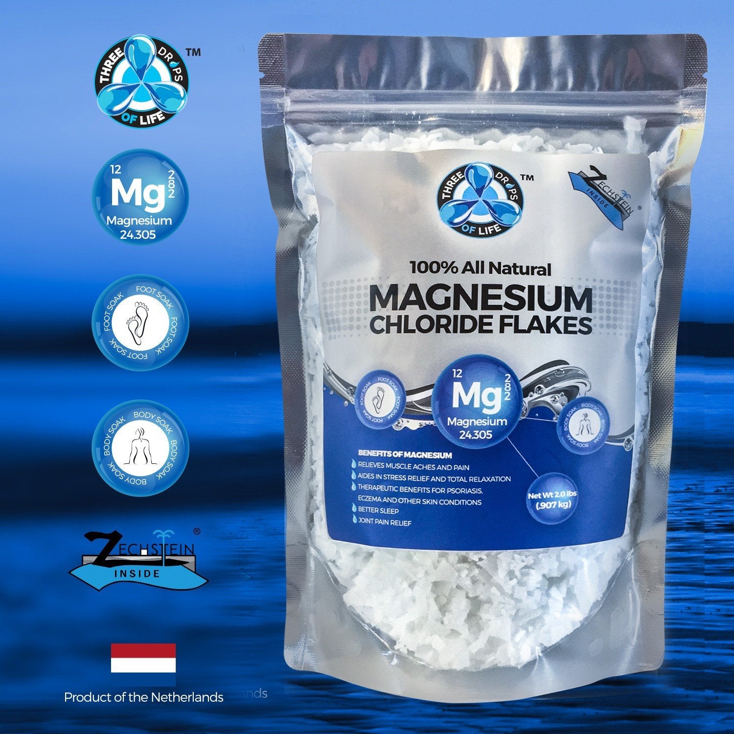 All Natural Magnesium Chloride Flakes, High Potency Absorption, Chloride Wins Over Epsom, Magnesium Directly from the Source, Nu
