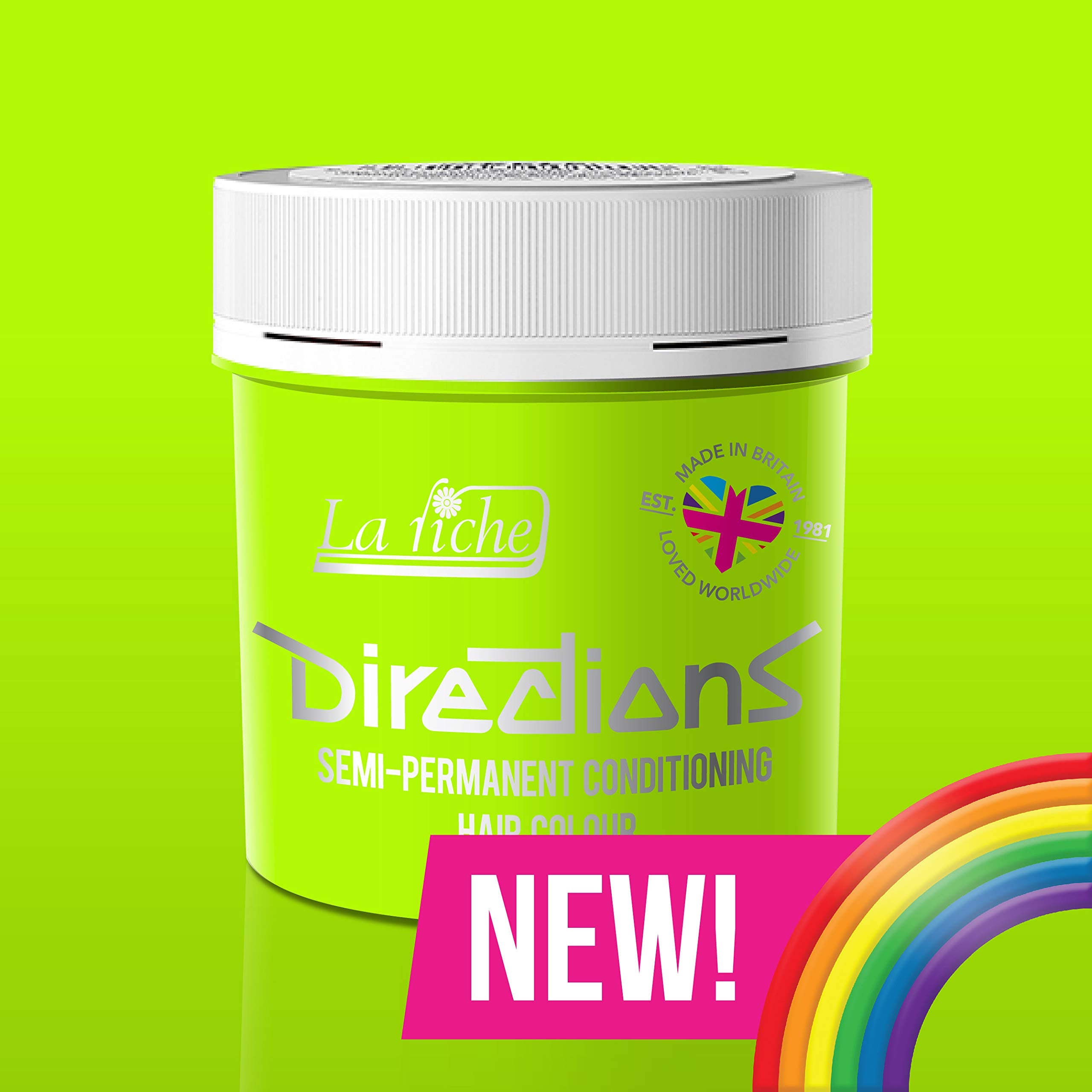 4 X New La Riche Directions Semi-Permanent Hair color 88ml - Fluorescent green