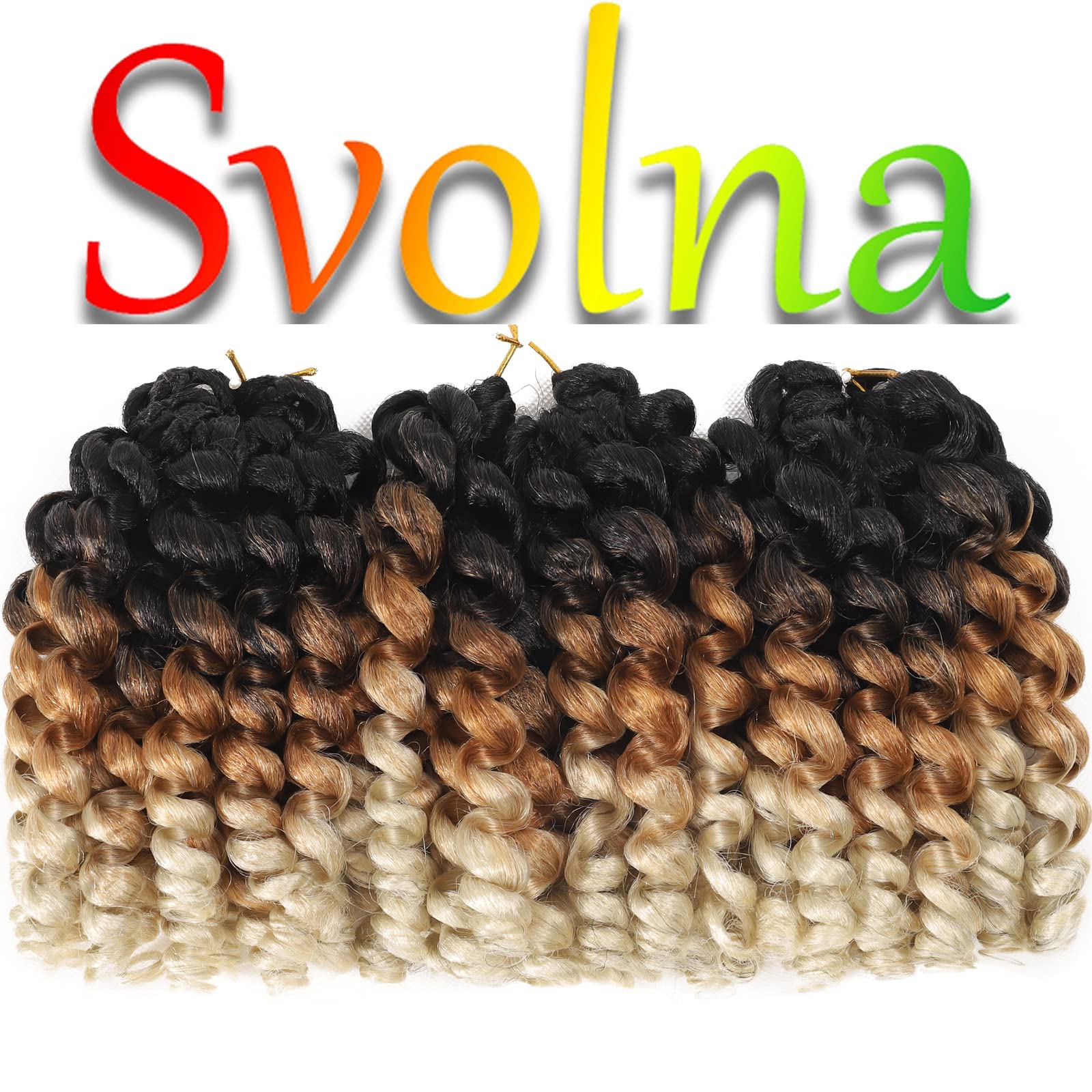 Jamaican Bounce crochet Hair Extensions 8 inch Ringlet Wand curl crochet Hair 3 Tone Blonde Ombre curly crochet Braids grey croc