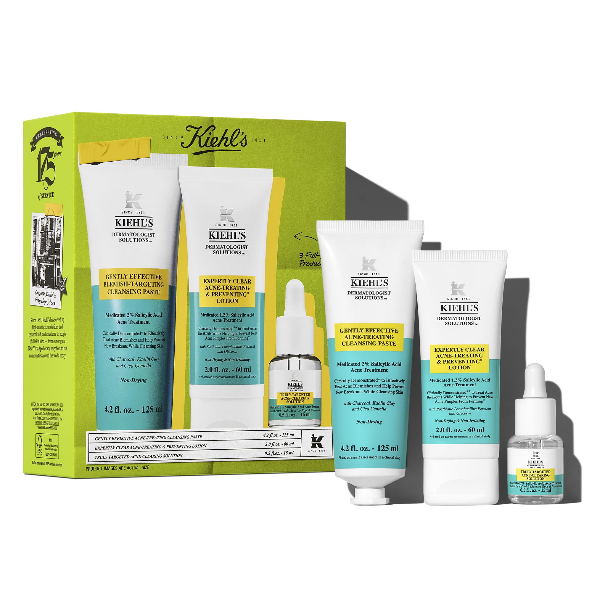 Kiehls  Acne Skincare Routine Gift Set  Clears Acne  3pk