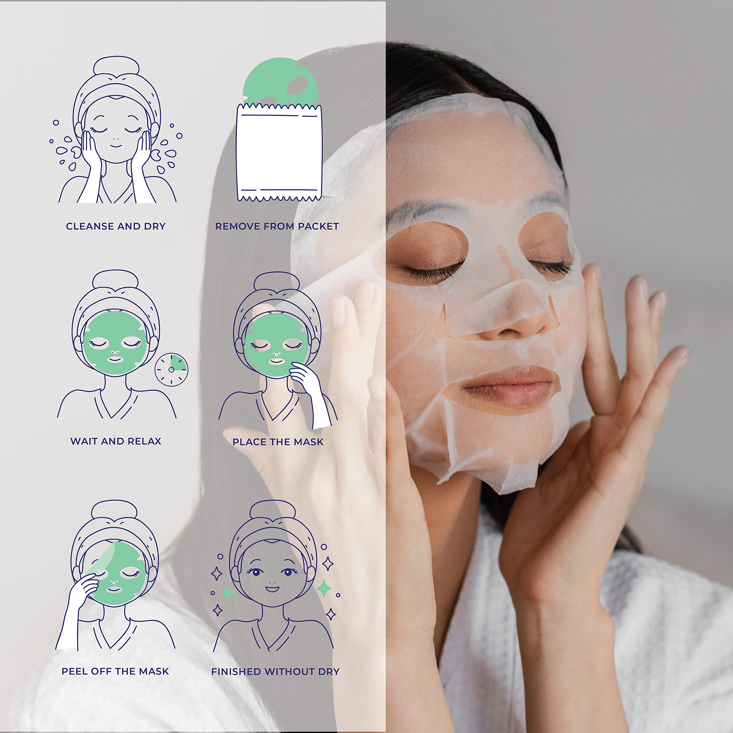 Innerest Original Derma Beauty Collagen Face Masks 24 Pk Ultra Purifying Tea Tree Face Mask Skin Care Sheet Masks Set For Beauty