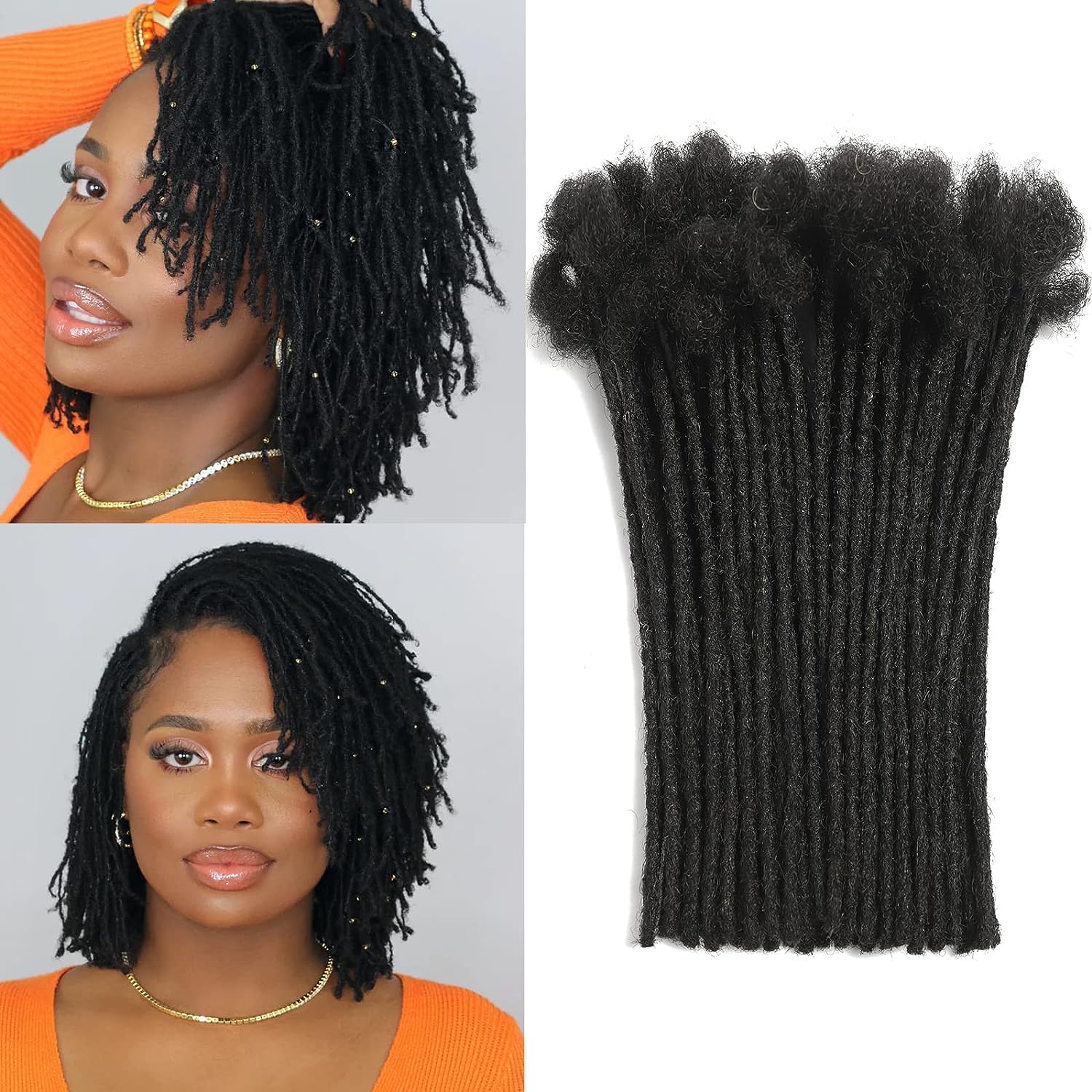 Loc Extension Human Hair 6 inch 0.2cm Width 100% Permanent Dreadlocks Extension huamn hair Can Be Dyed Bleached Curled Handmade 