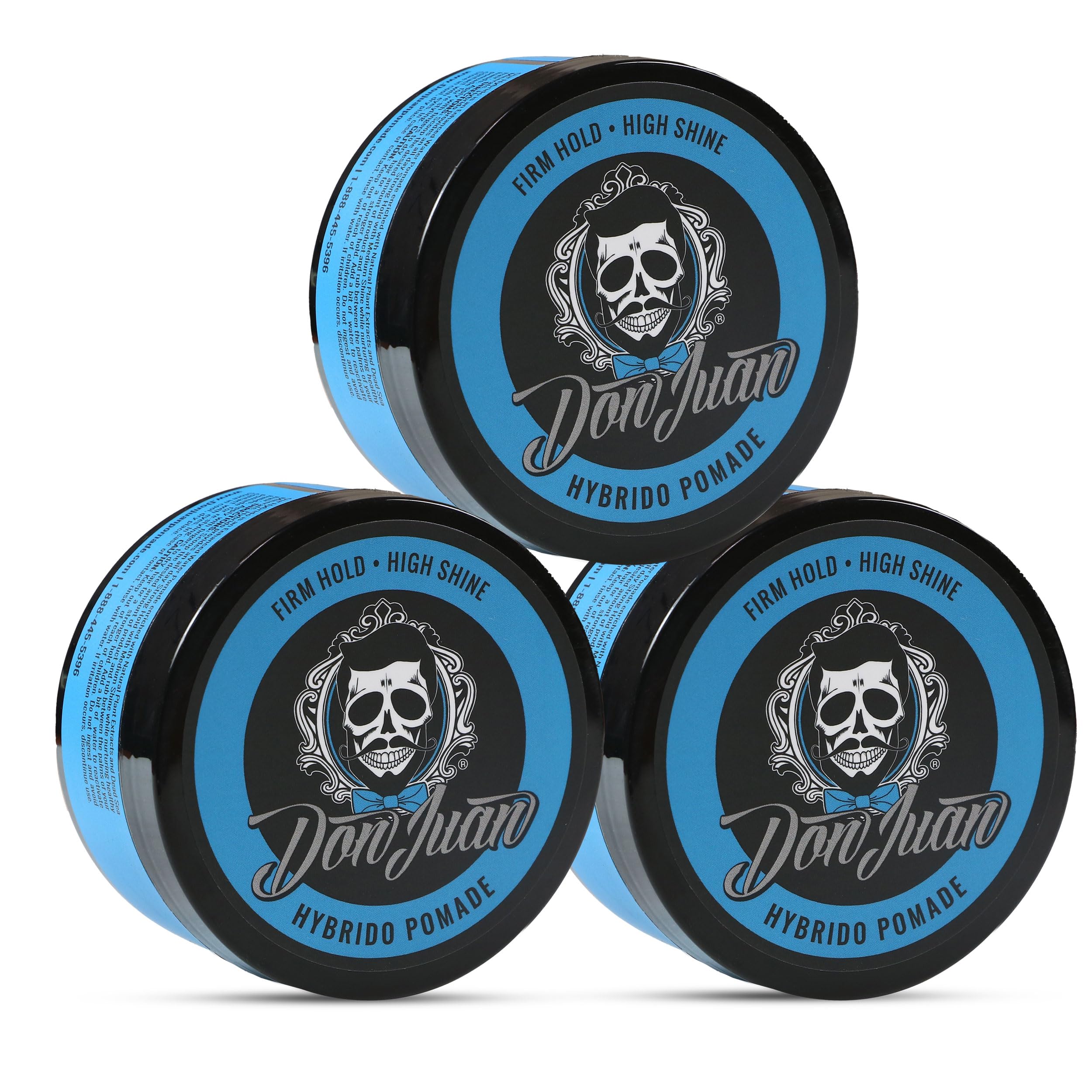 Don Juan Hybrido Pomade 4 Ounce Pack Of 3 | Water Based | Strong Hold | High Shine | Natural Plant Extracts And Ocean Minerals |