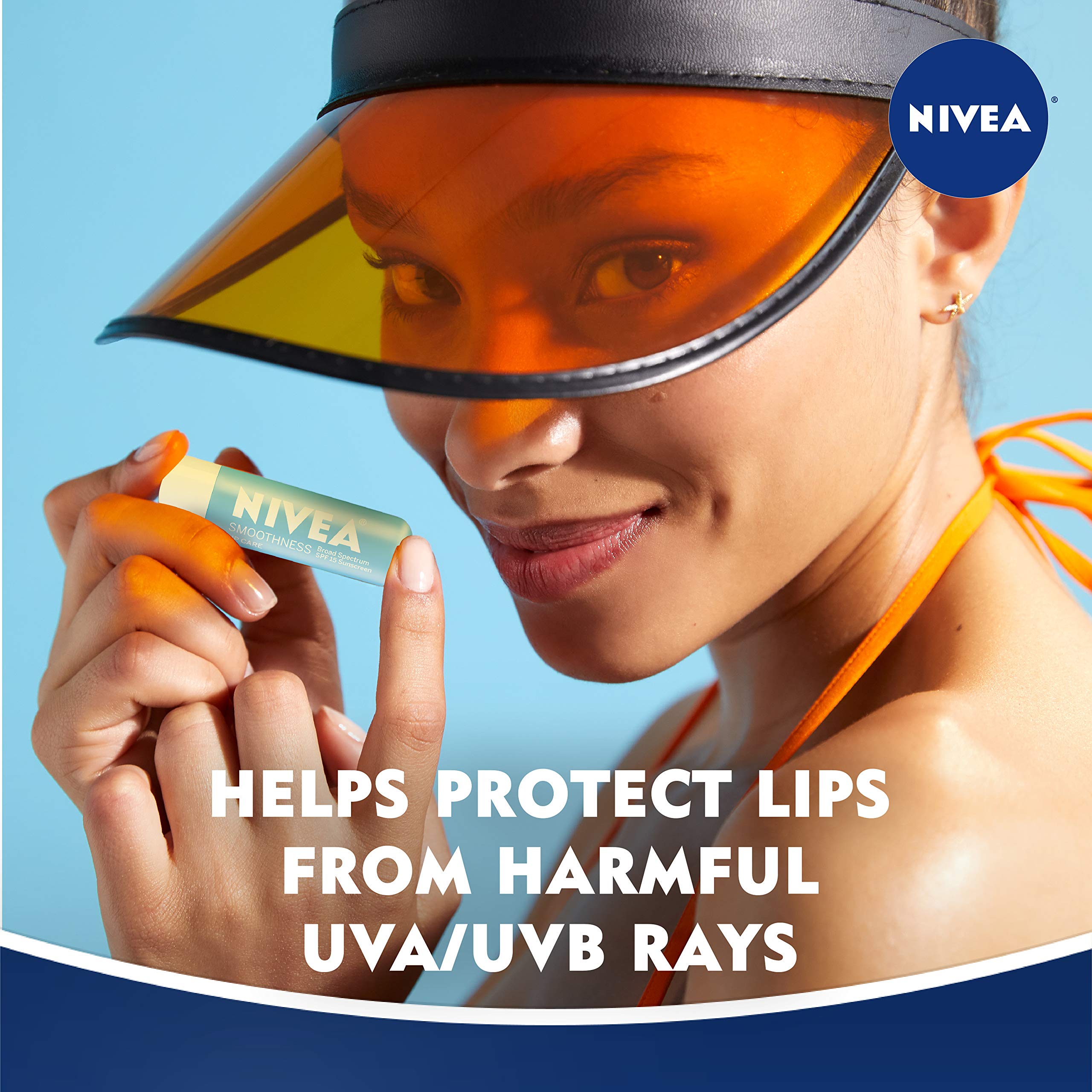 NIVEA Smoothness Lip Care, Lip Balm SPF 15, Mineral Oil Free Lip Moisturizer with Shea Butter, Jojoba Oil and Avocado Oil, 0.17