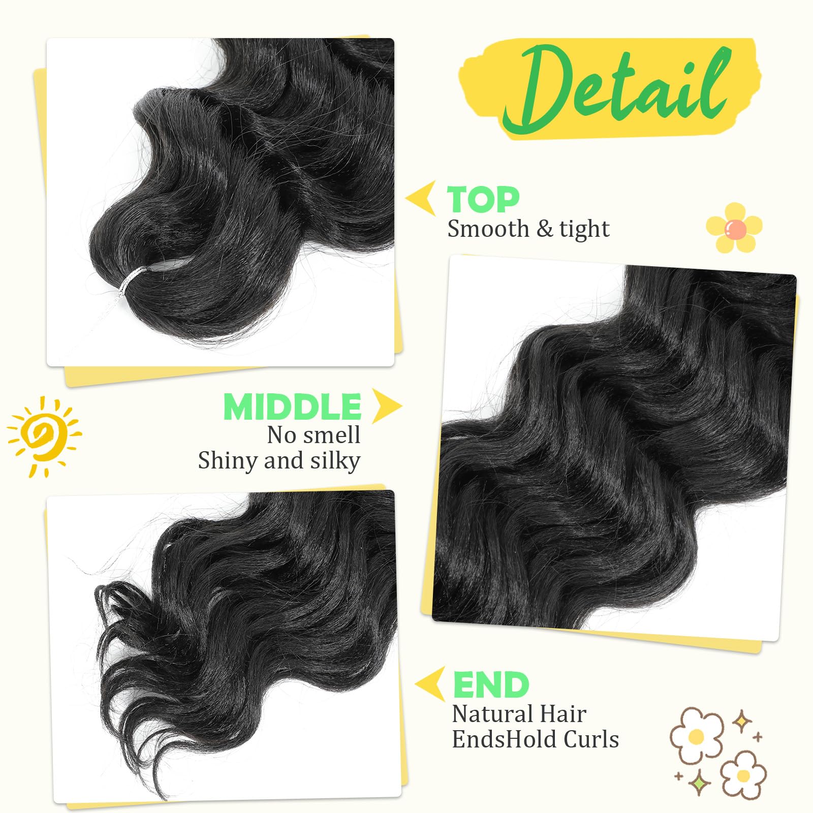 Ocean Wave Crochet Hair 9Inch Water Wave Braiding Hair 7Packs Curly Braiding Hair For Black Women Deep Wave Crochet Hair Extensi