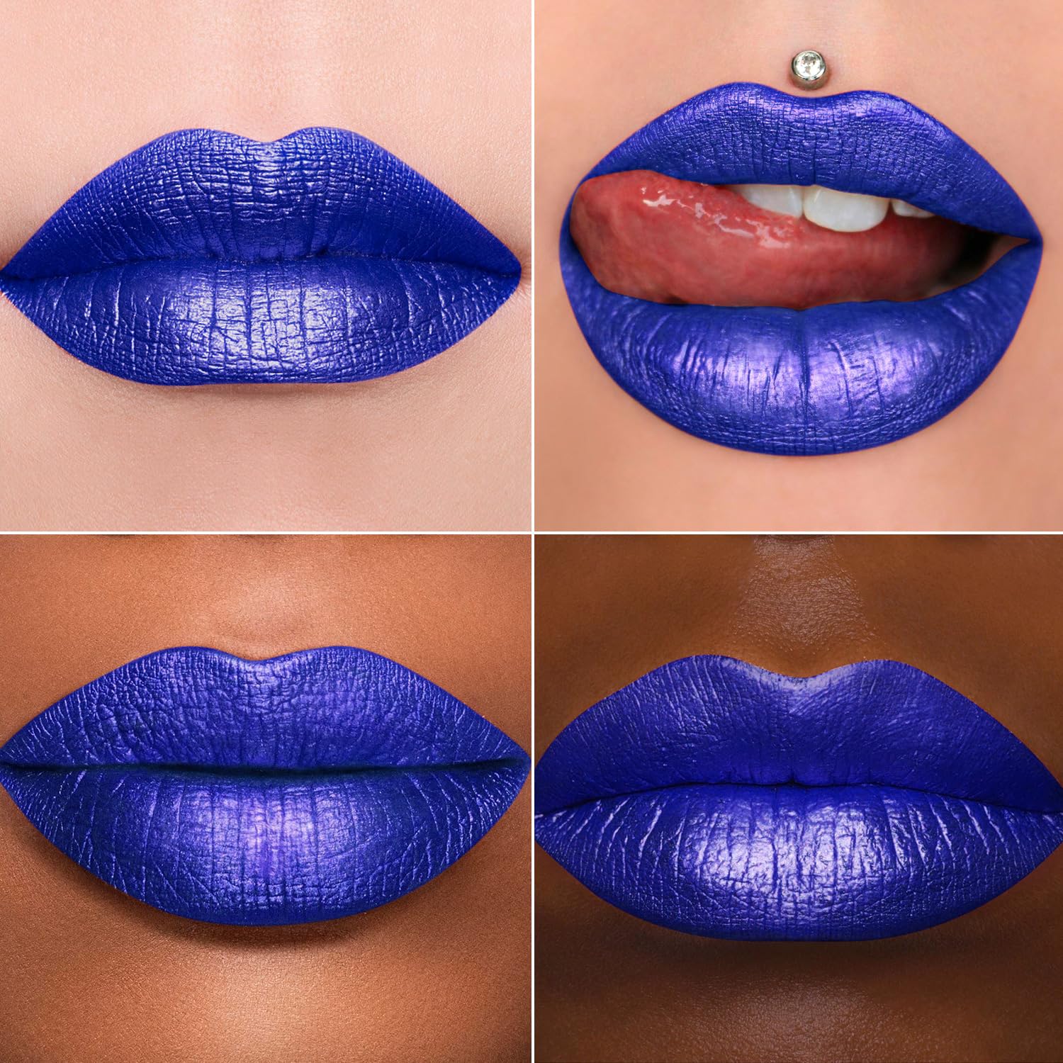 Maki Yika Blue Lipstick For Women Metallic Lipsticks Glitter Long Lasting Lipstick No Smudge No Transfer Liquid Pink Lip Gloss (