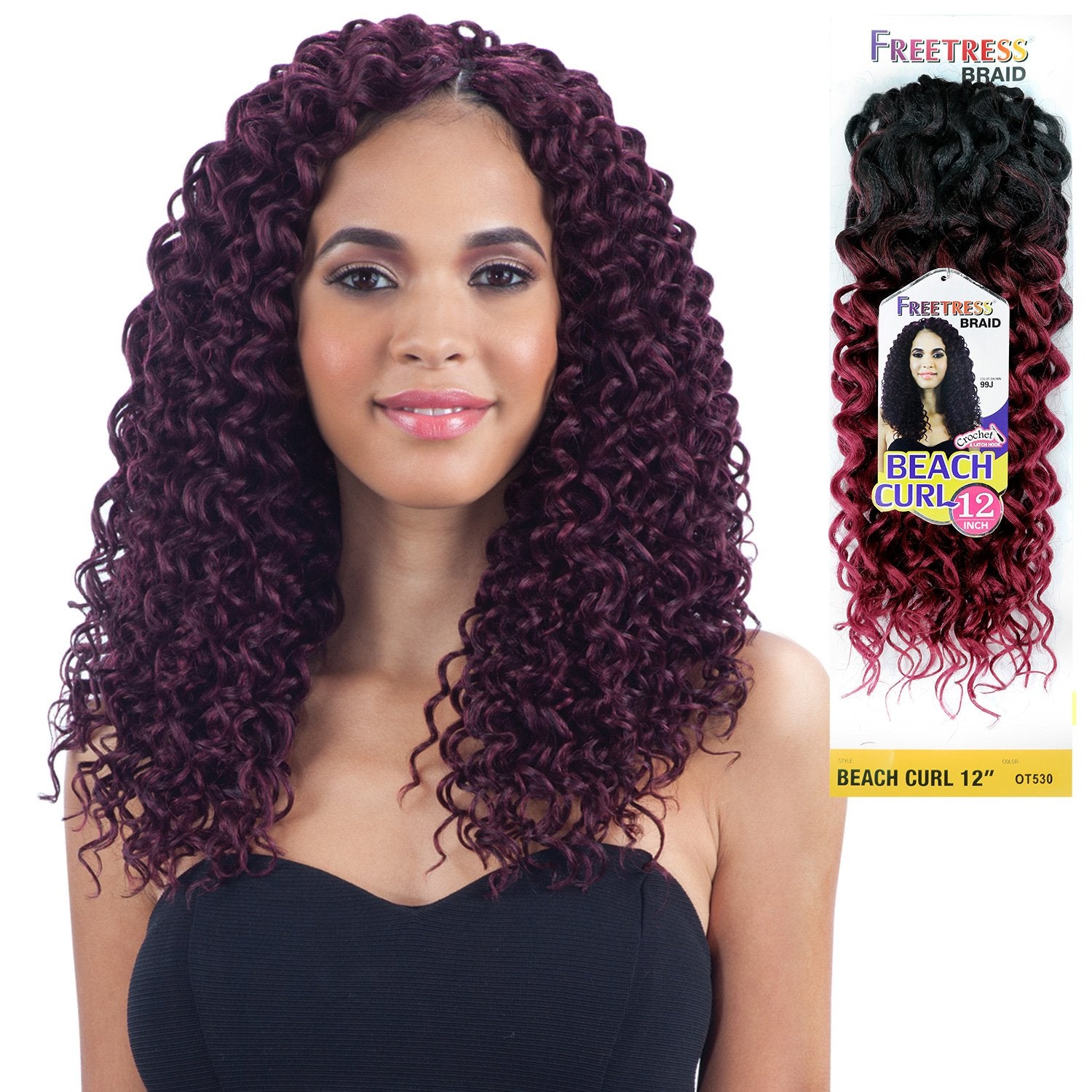Multi Pack Deals! Freetress Synthetic Hair Crochet Braids Beach Curl 12'' (4-Pack, 99J)