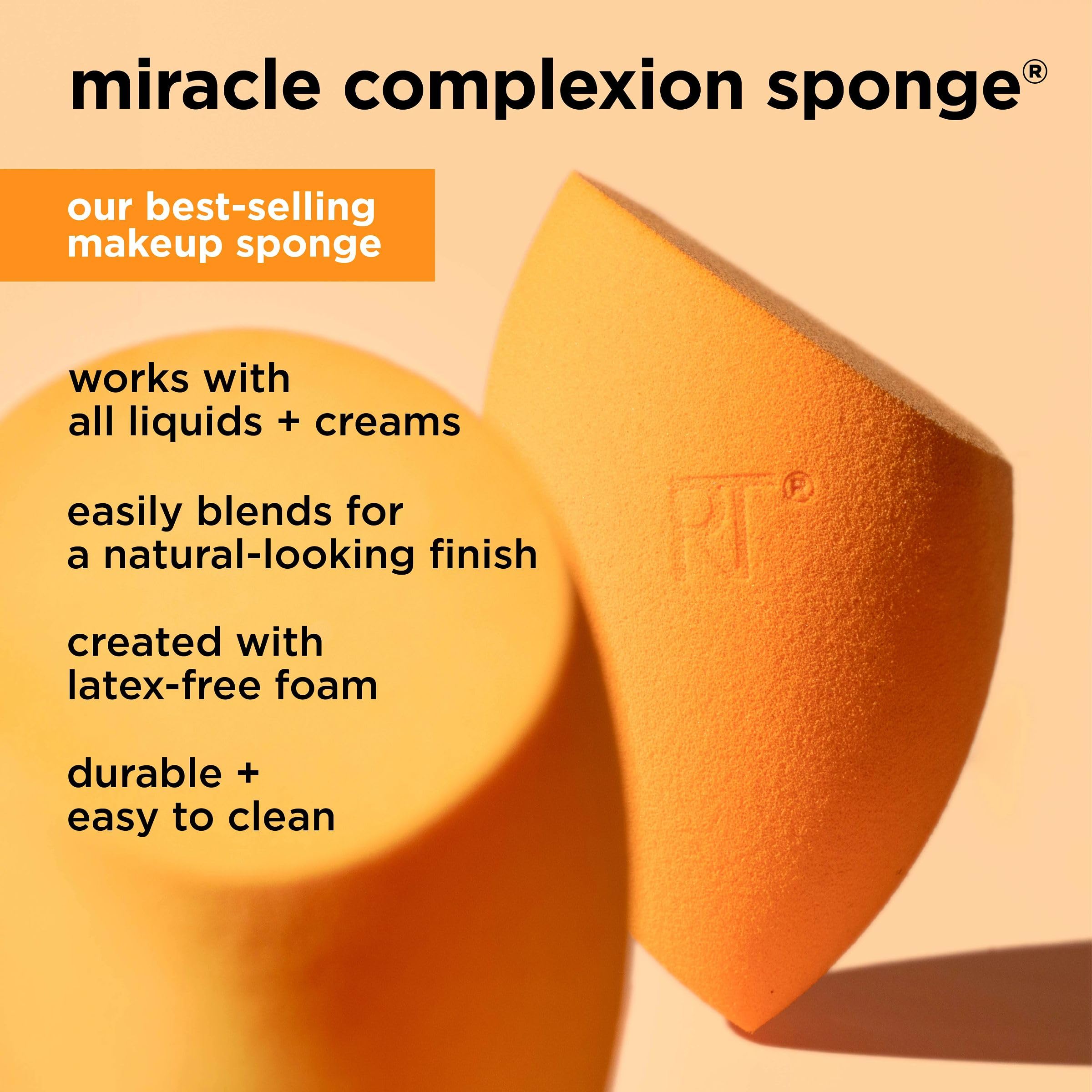 Real Techniques Miracle complexion Sponge, Makeup Blending Sponge, For Foundation, Offers Light To Medium coverage, Natural, Dew