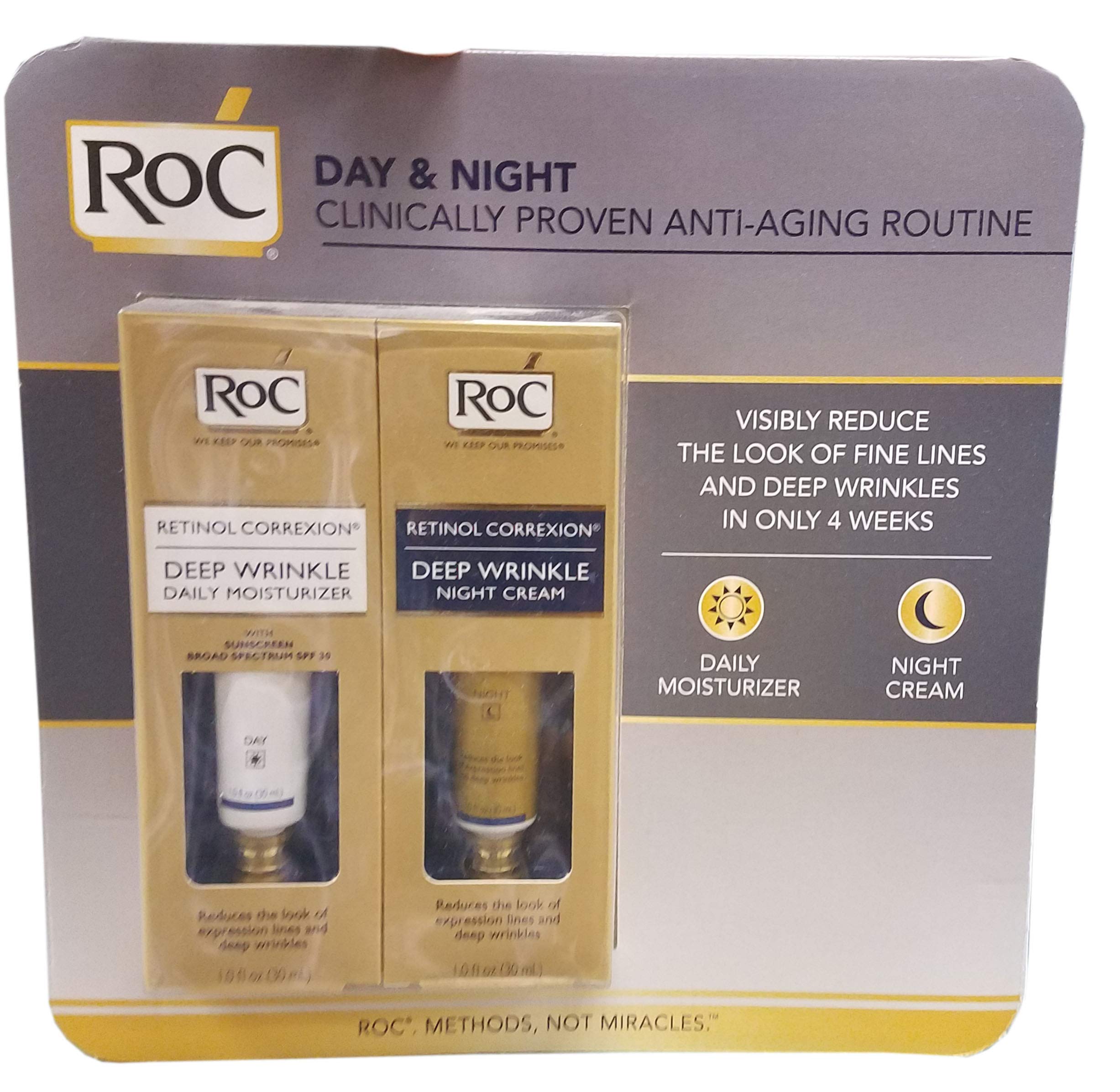 Roc Deep Wrinkle Daily Moisturizer Spf30 And Deep Wrinkle Night Cream, 1 Fl Oz Each