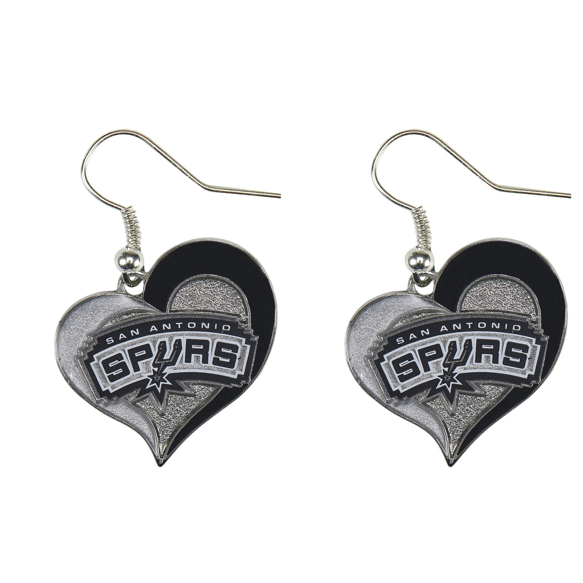 aminco NBA San Antonio Spurs Swirl Heart Earrings, 2.5
