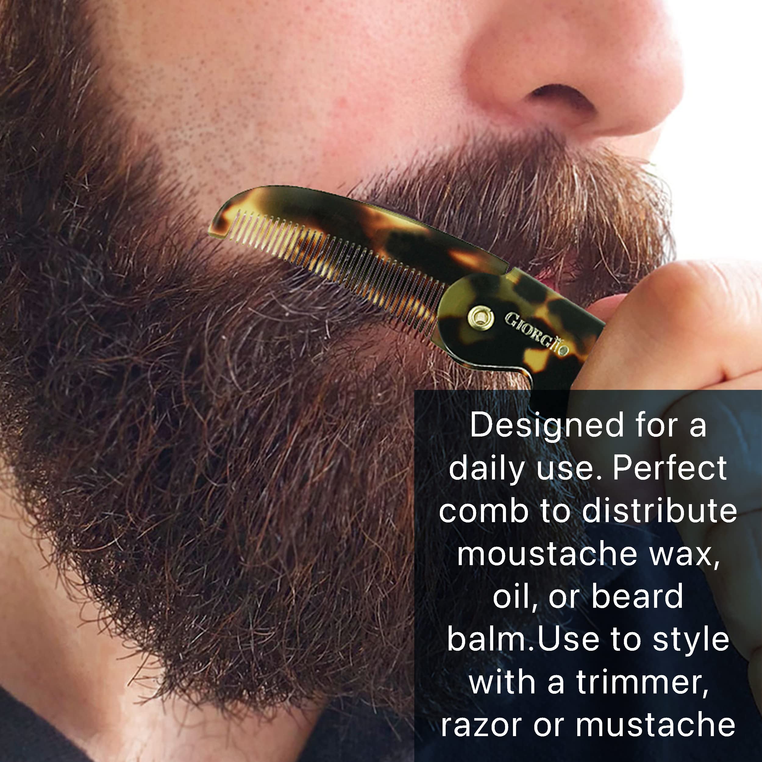 Giorgio G87 4.5 Inch Mustache And Beard Grooming Comb For Men - Handmade, Saw-Cut, Hand Polished Pocket Comb For Everyday Hair S