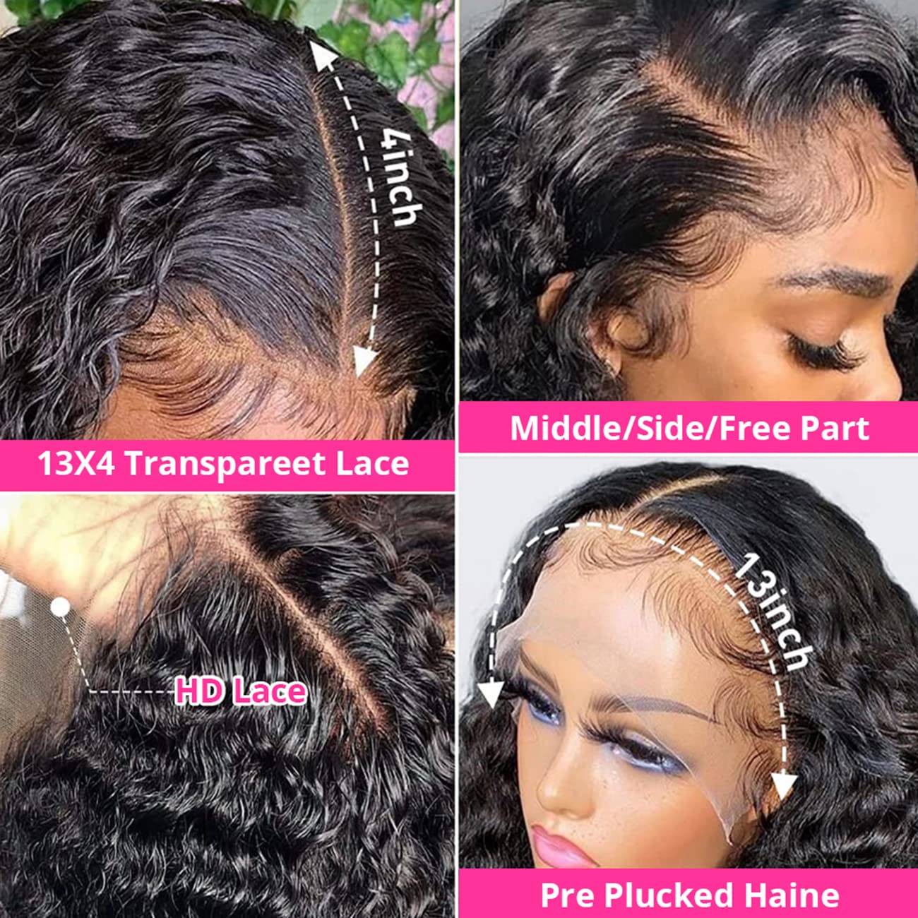 Huichu Water Wave Wig Human Hair 13X4 Hd Transparent Lace Front Wigs Human Hair Pre Plucked With Baby Hair For Women 180% Densit