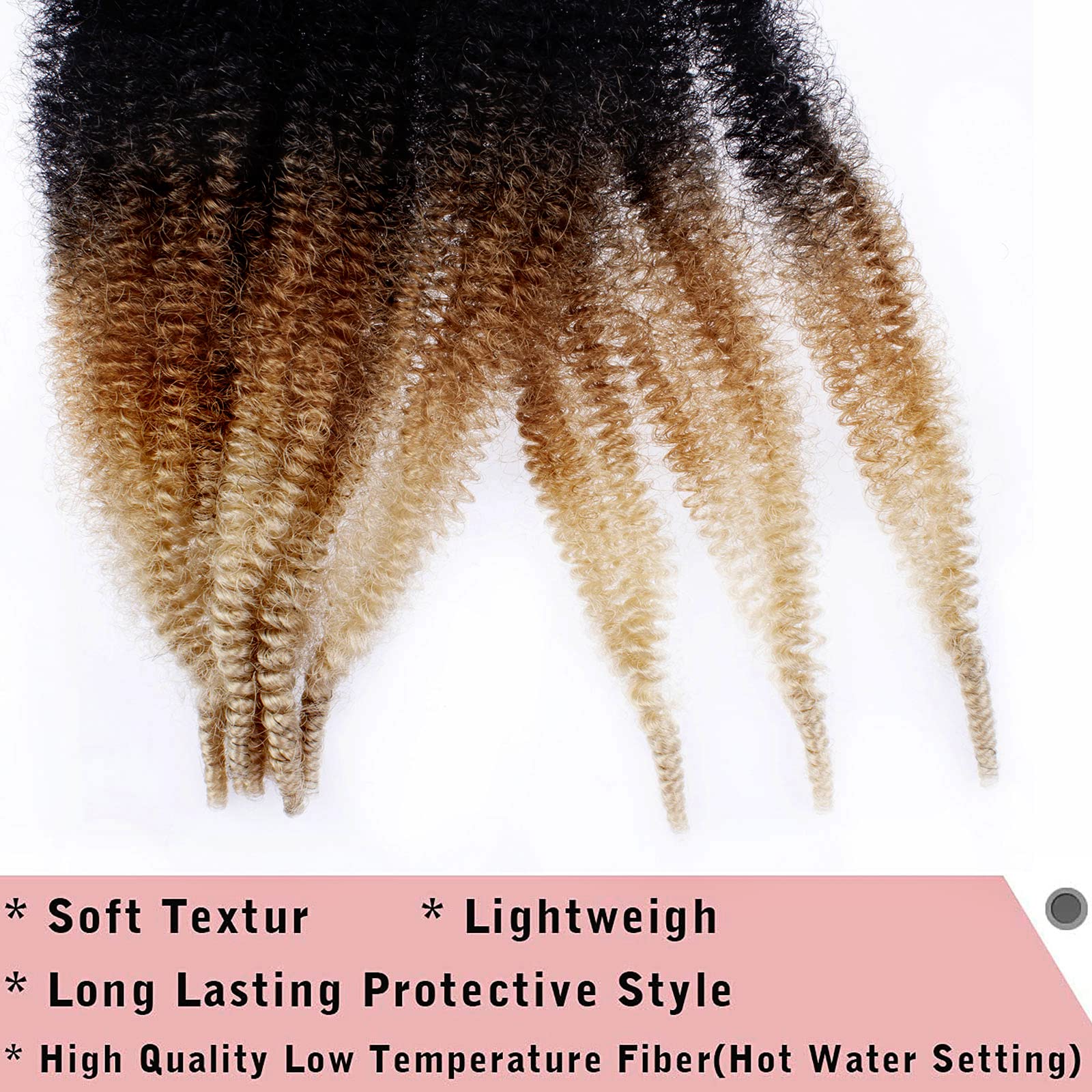 8 Packs Pre-Separated Springy Afro Twist Hair 20 Inch 3 Tones Spring Twist Hair For Distressed Soft Locs Marley Twist Braiding H
