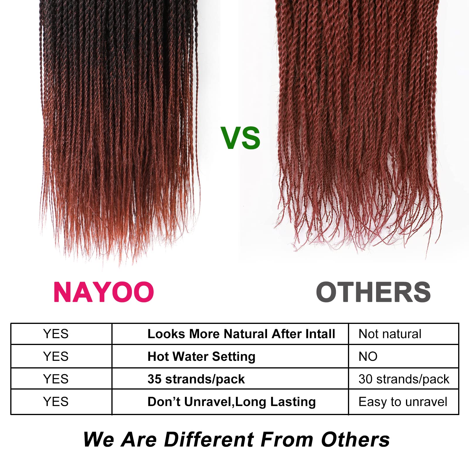 Nayoo Auburn Senegalese Twist Crochet Hair 18 Inch 8 Packs Braids Crochet Hair Pre-Looped, 35 Strands/Pack Cooper Crochet Twist